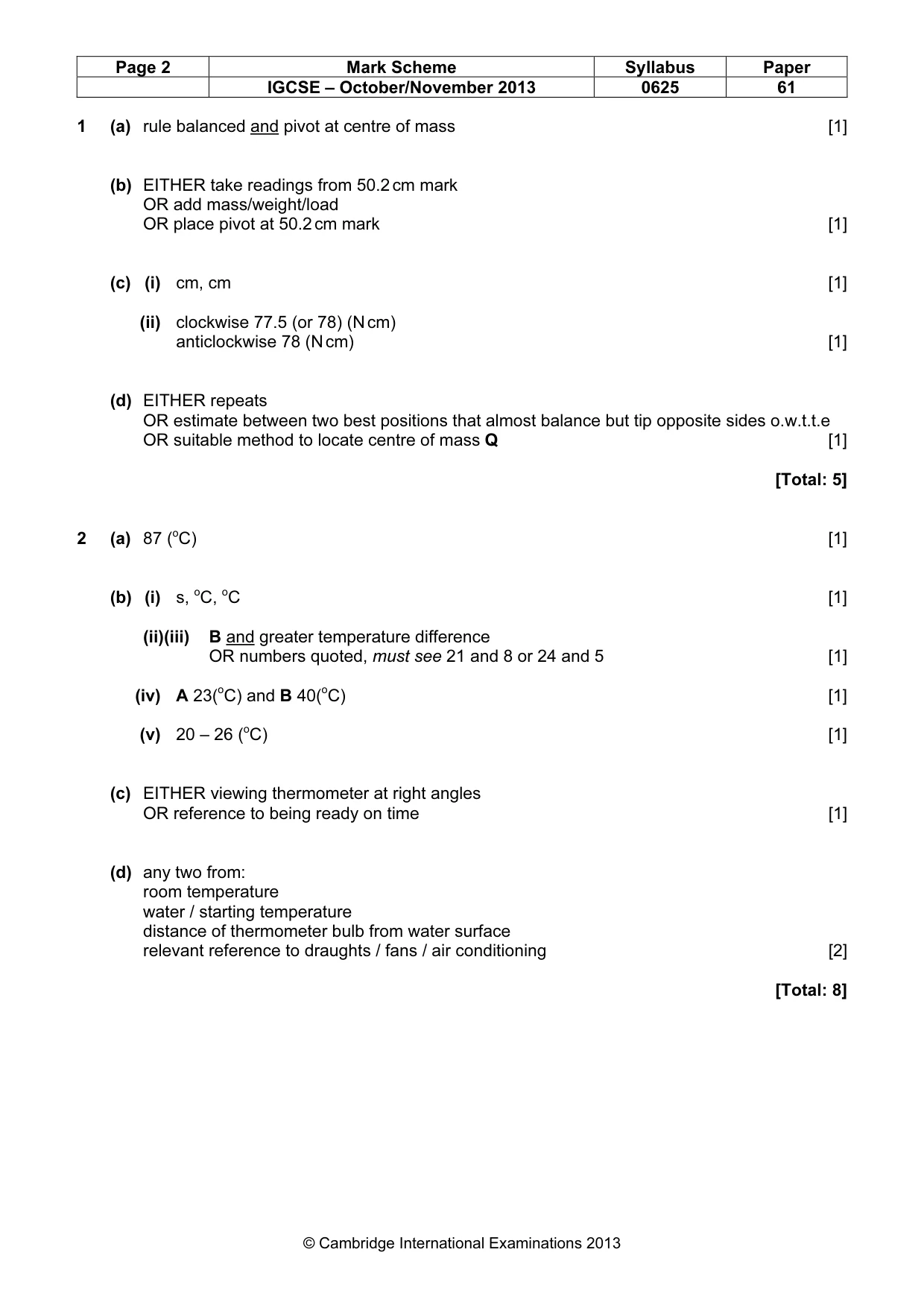 Mark scheme, page 2 of 4