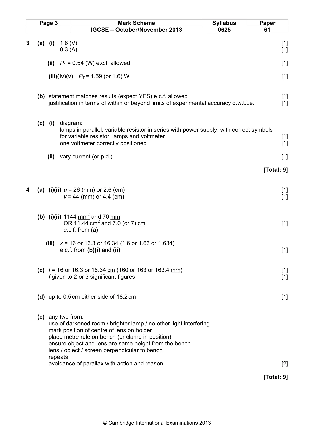 Mark scheme, page 3 of 4