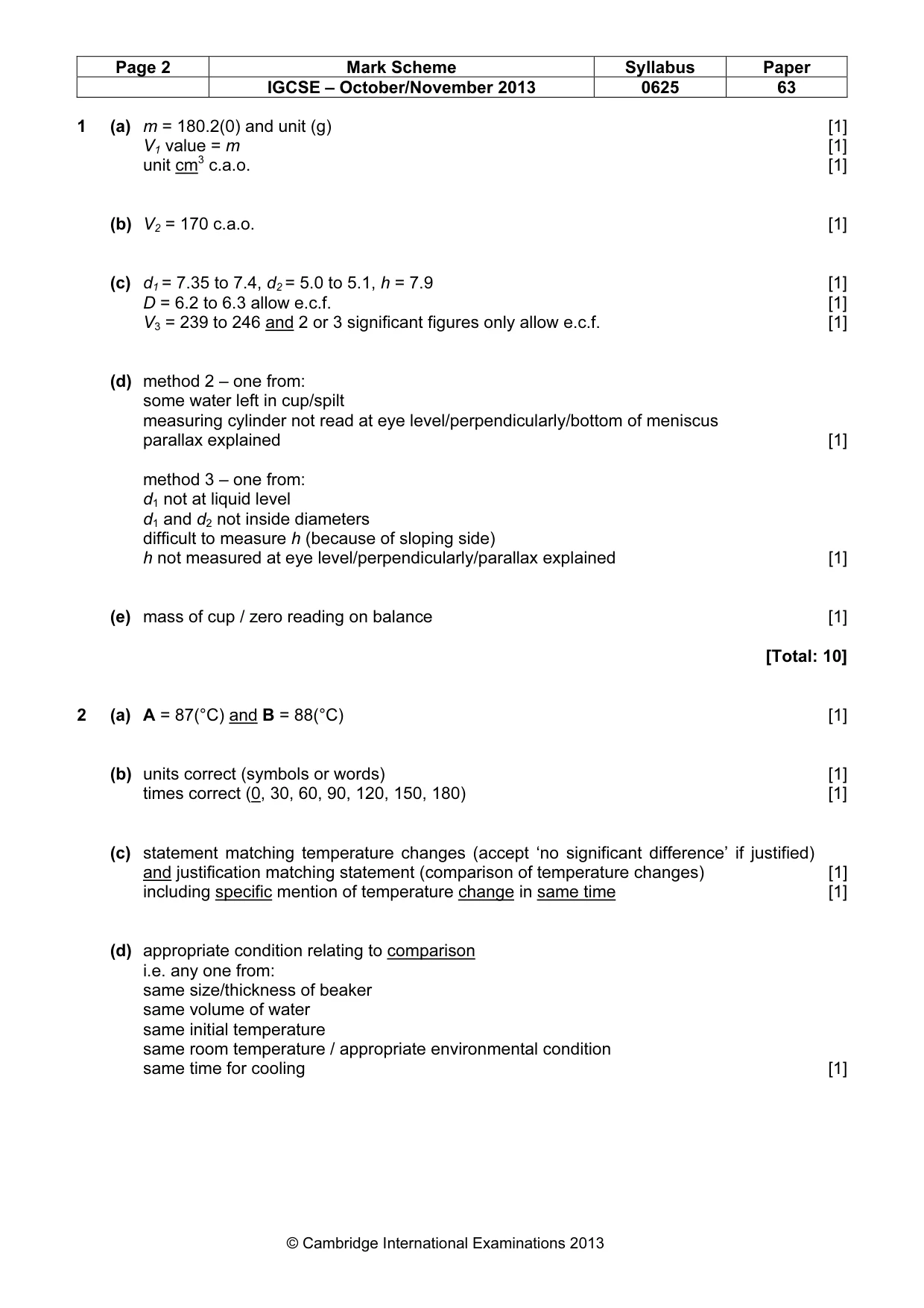 Mark scheme, page 2 of 4