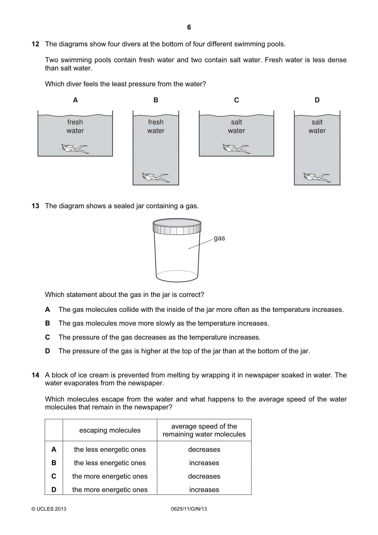 Cambridge IGCSE Physics 0625 2013 Oct/Nov Paper 1 · Variant 1 question paper, page 6 of 16