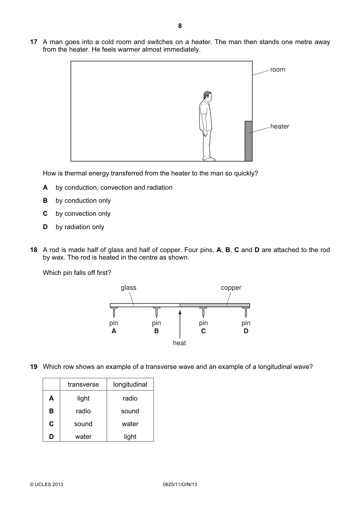 Cambridge IGCSE Physics 0625 2013 Oct/Nov Paper 1 · Variant 1 question paper, page 8 of 16