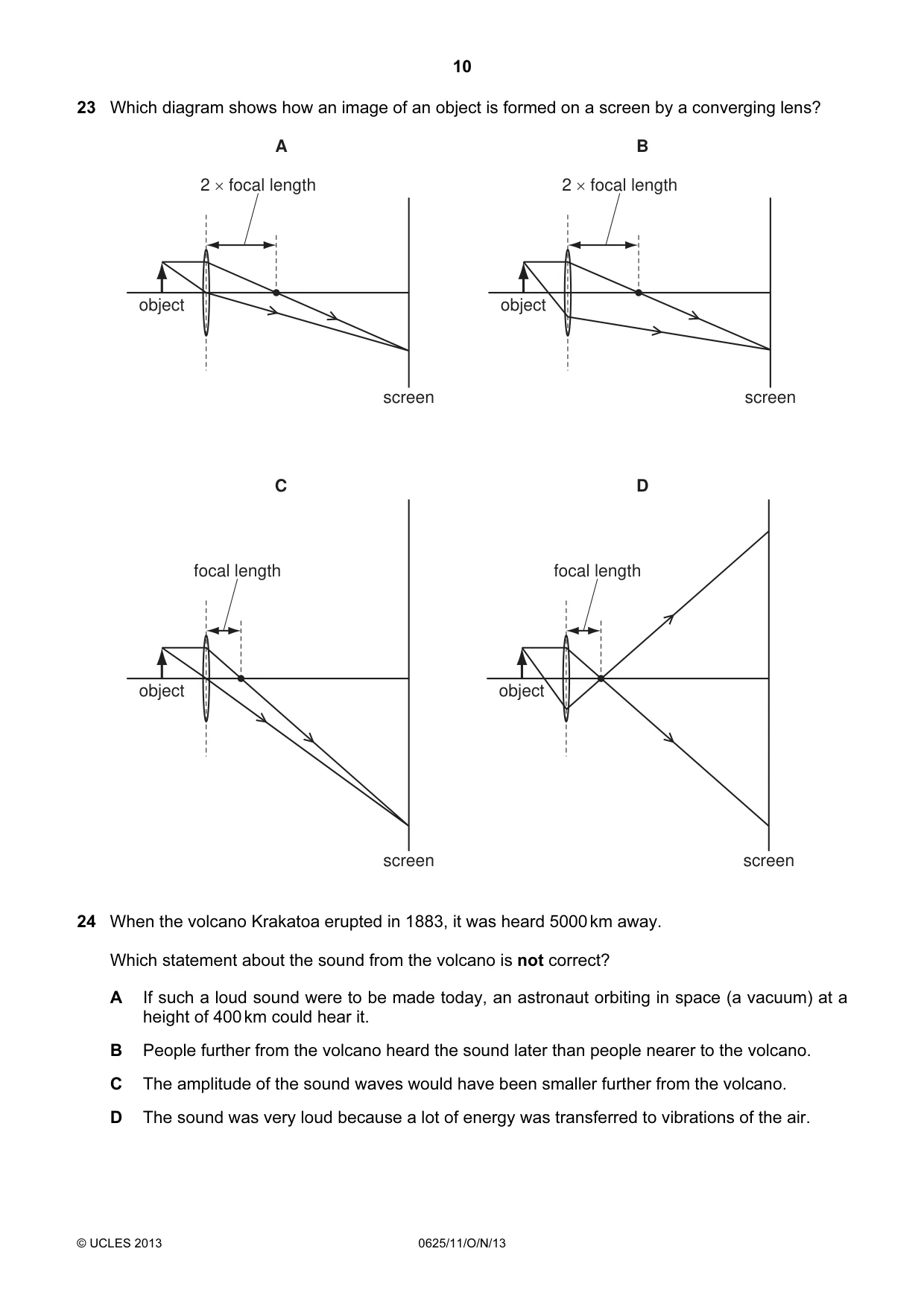 Cambridge IGCSE Physics 0625 2013 Oct/Nov Paper 1 · Variant 1 question paper, page 10 of 16