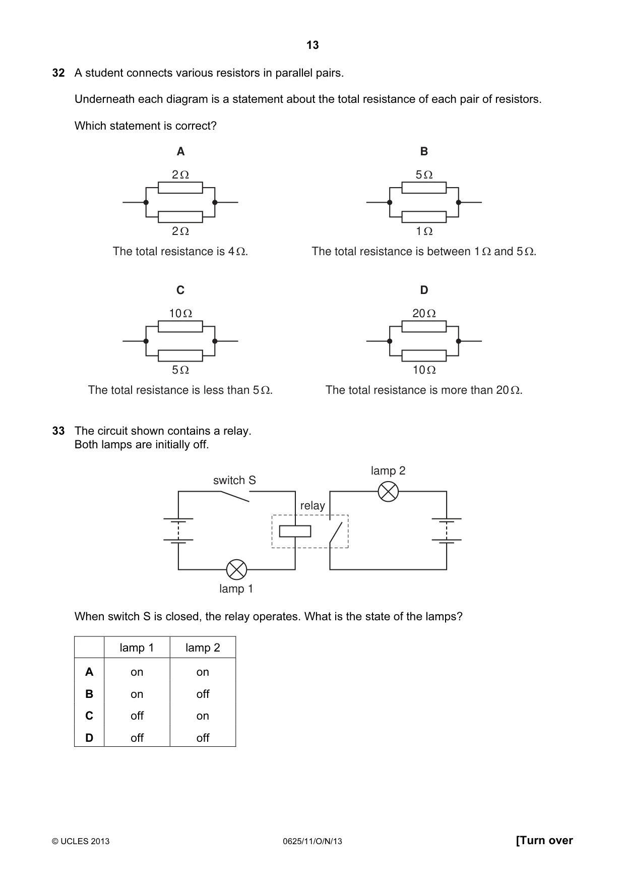 Cambridge IGCSE Physics 0625 2013 Oct/Nov Paper 1 · Variant 1 question paper, page 13 of 16