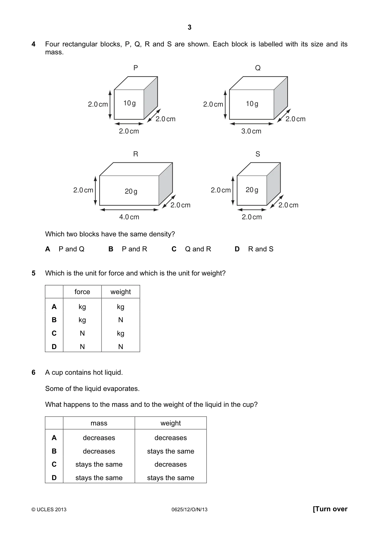 Cambridge IGCSE Physics 0625 2013 Oct/Nov Paper 1 · Variant 2 question paper, page 3 of 16