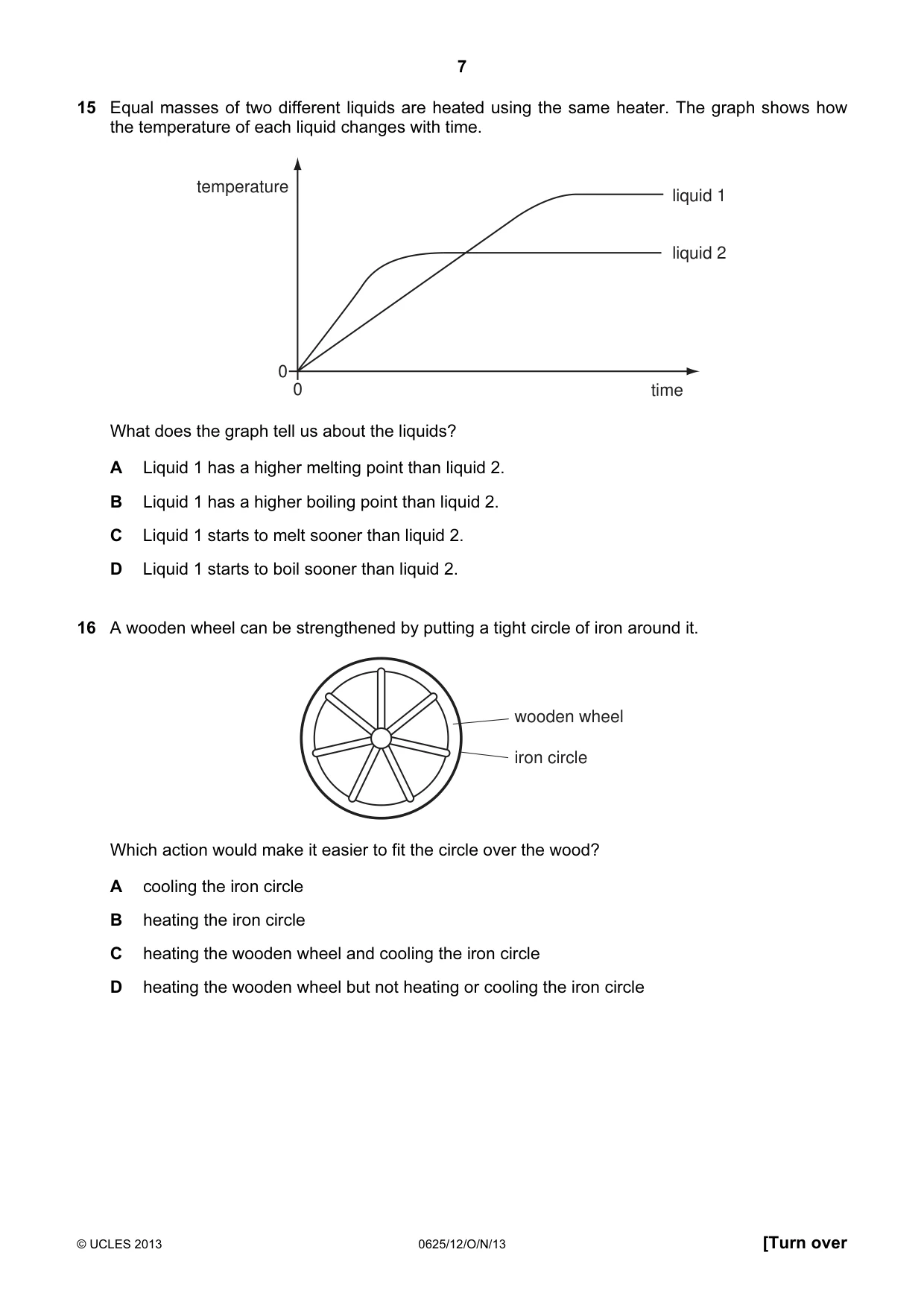 Cambridge IGCSE Physics 0625 2013 Oct/Nov Paper 1 · Variant 2 question paper, page 7 of 16