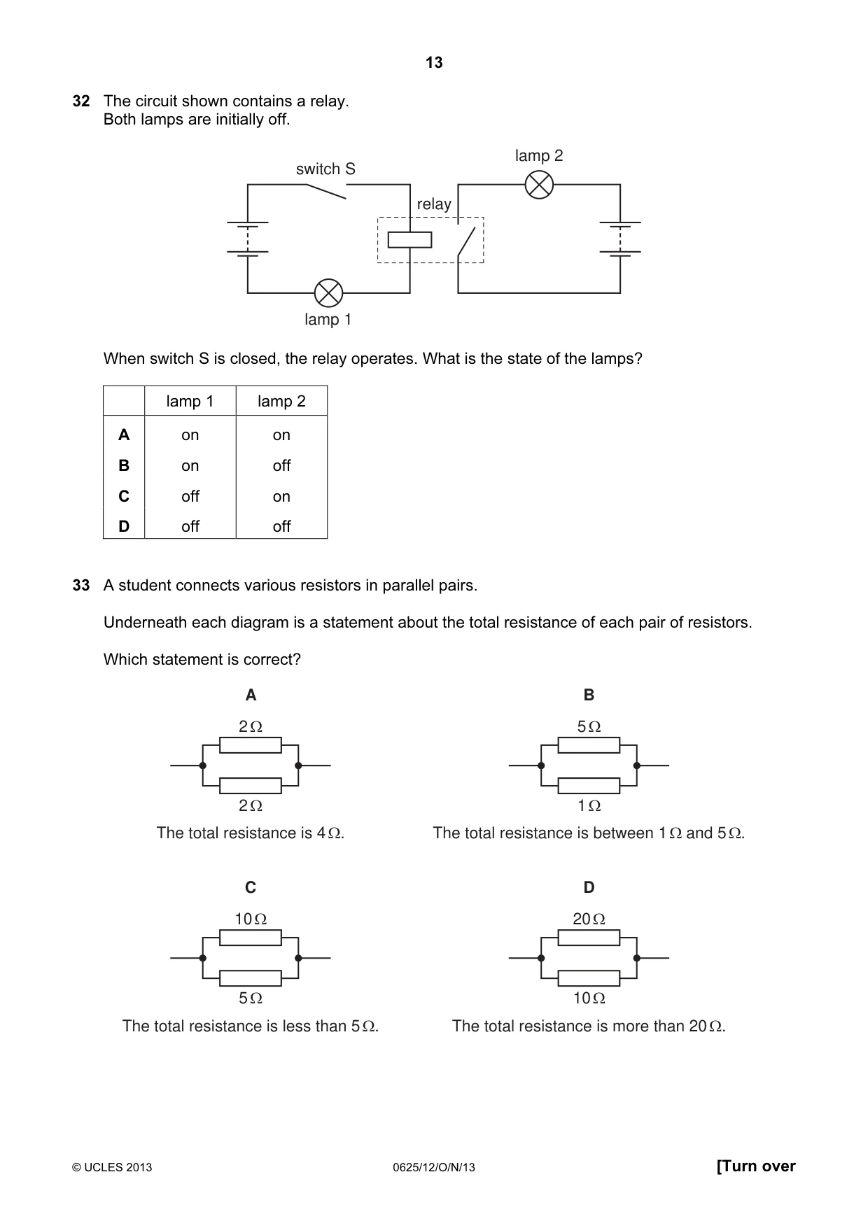 Cambridge IGCSE Physics 0625 2013 Oct/Nov Paper 1 · Variant 2 question paper, page 13 of 16
