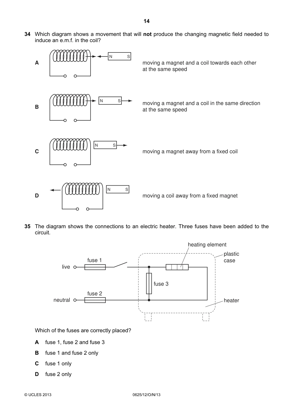 Cambridge IGCSE Physics 0625 2013 Oct/Nov Paper 1 · Variant 2 question paper, page 14 of 16
