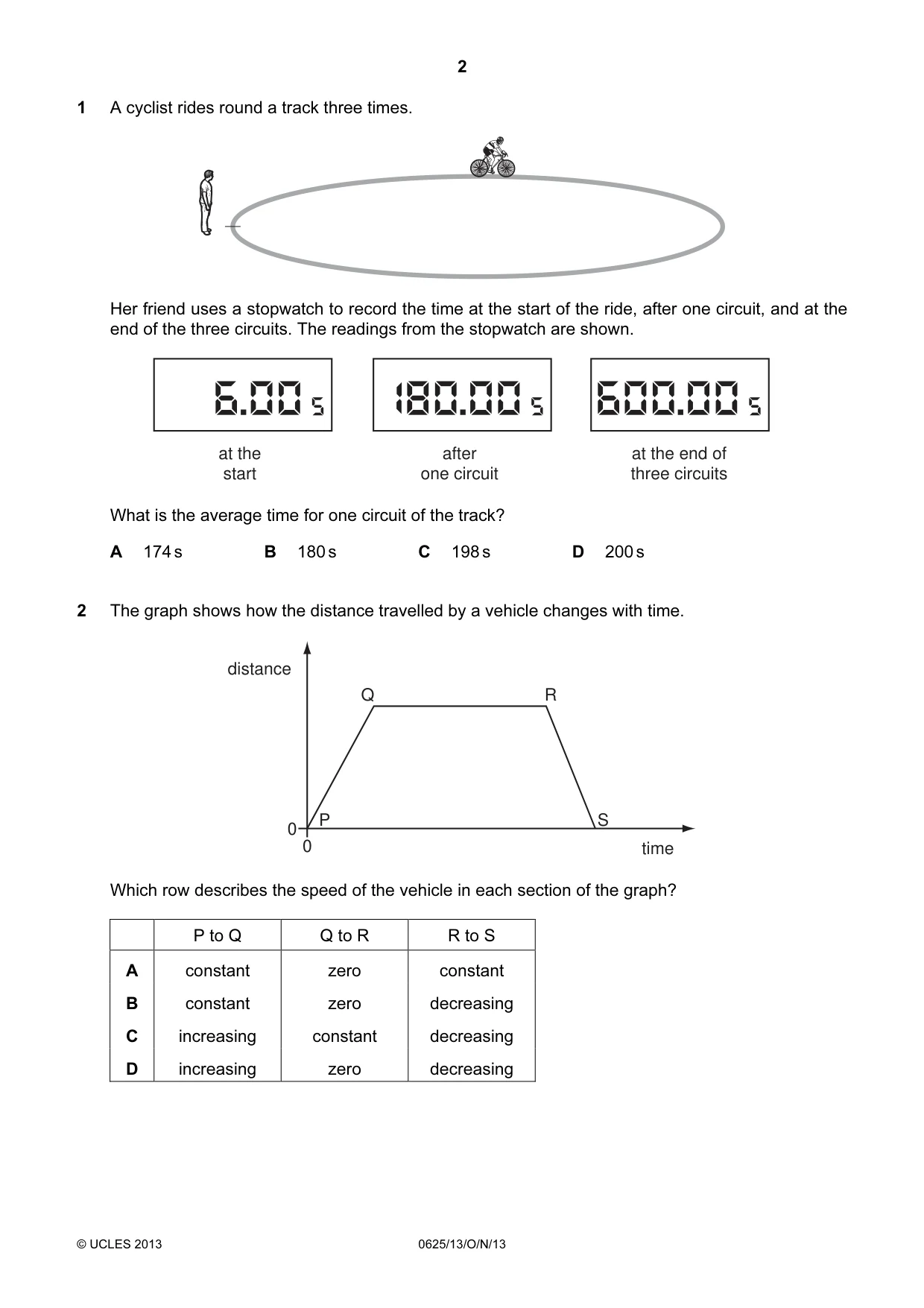 Cambridge IGCSE Physics 0625 2013 Oct/Nov Paper 1 · Variant 3 question paper, page 2 of 20