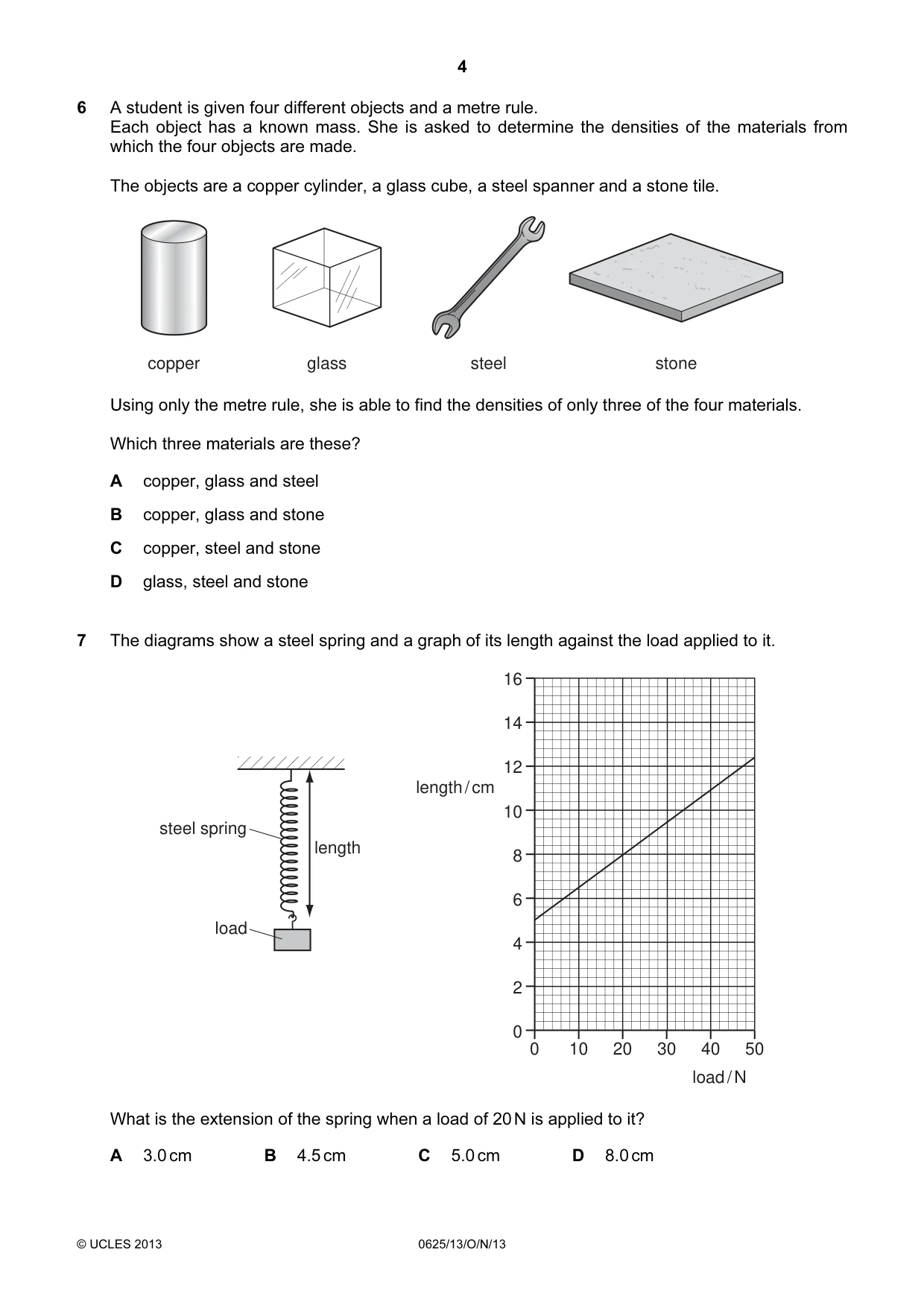 Cambridge IGCSE Physics 0625 2013 Oct/Nov Paper 1 · Variant 3 question paper, page 4 of 20