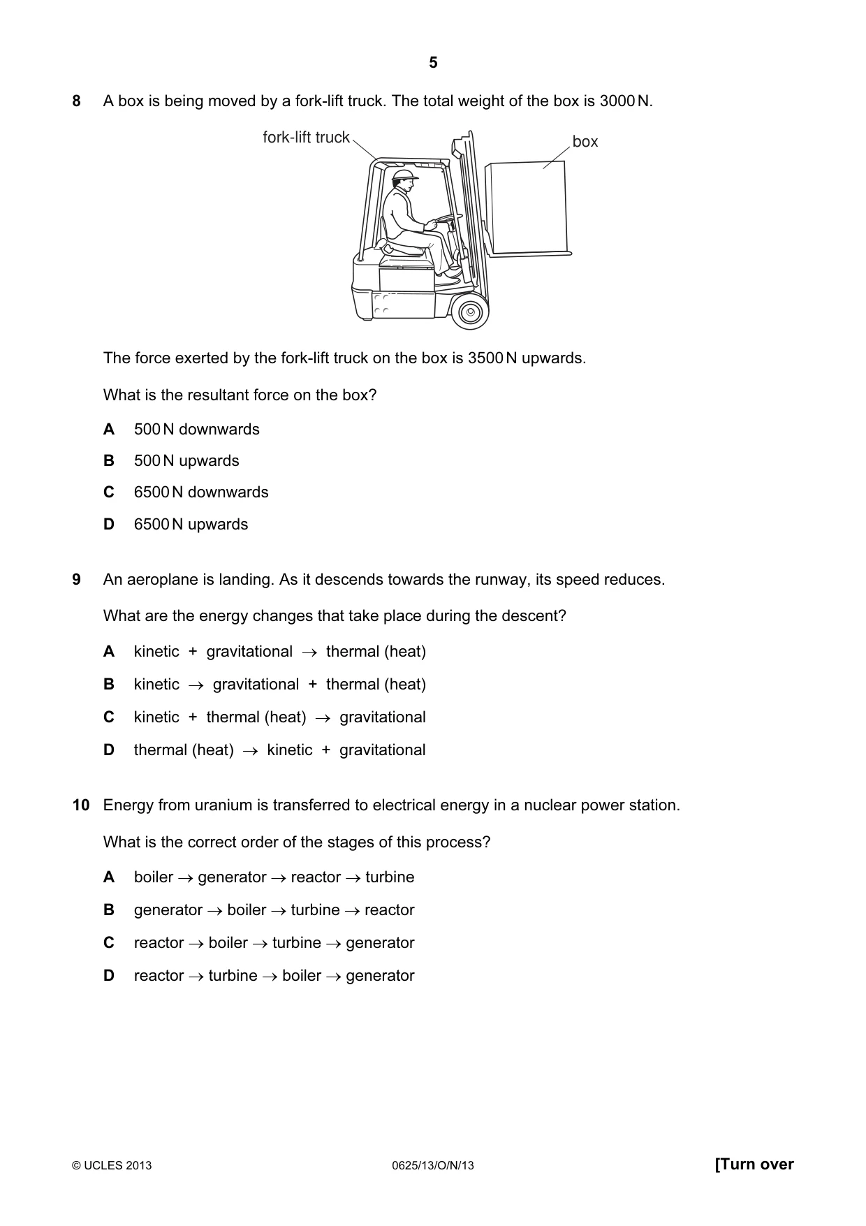 Cambridge IGCSE Physics 0625 2013 Oct/Nov Paper 1 · Variant 3 question paper, page 5 of 20
