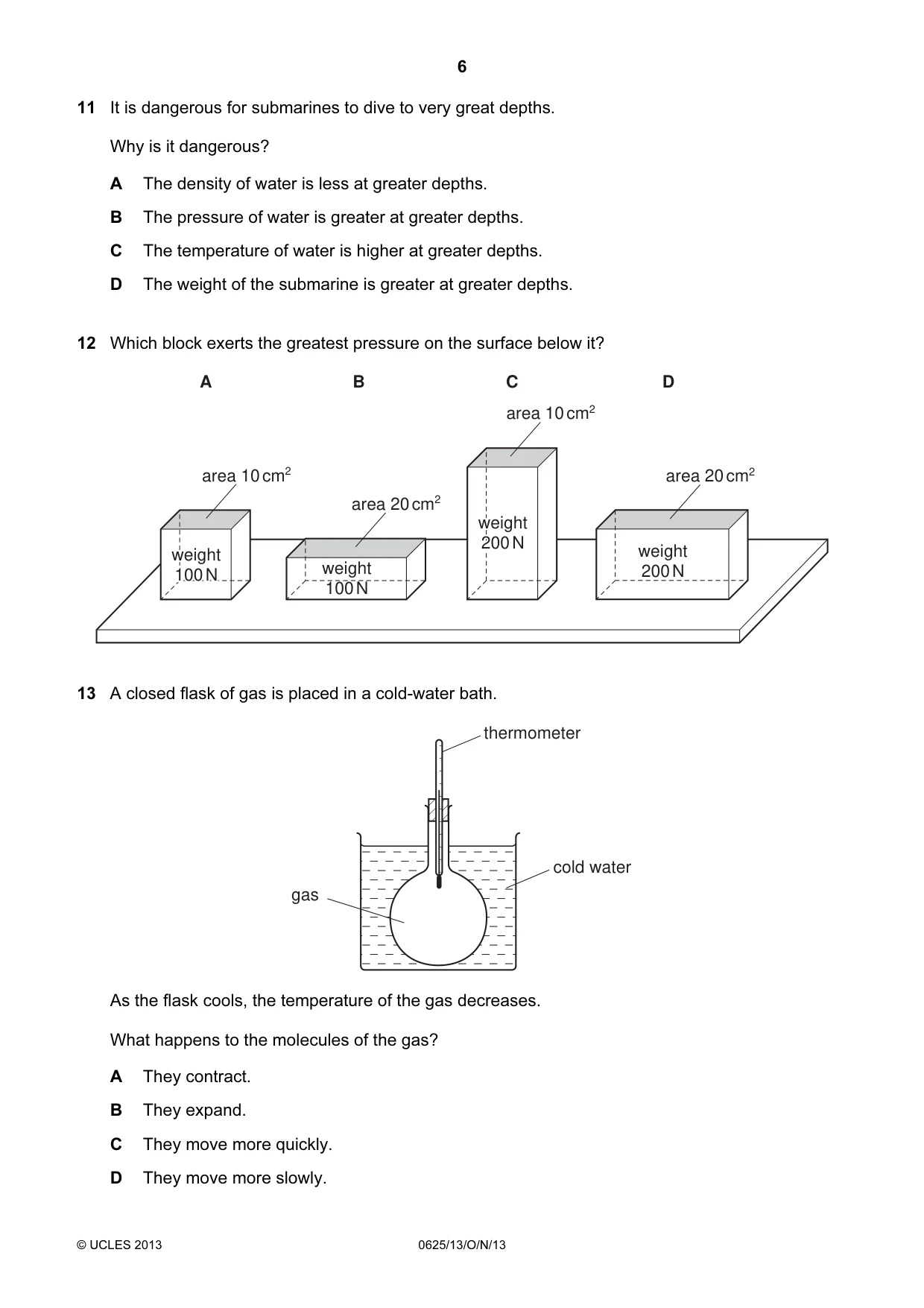 Cambridge IGCSE Physics 0625 2013 Oct/Nov Paper 1 · Variant 3 question paper, page 6 of 20