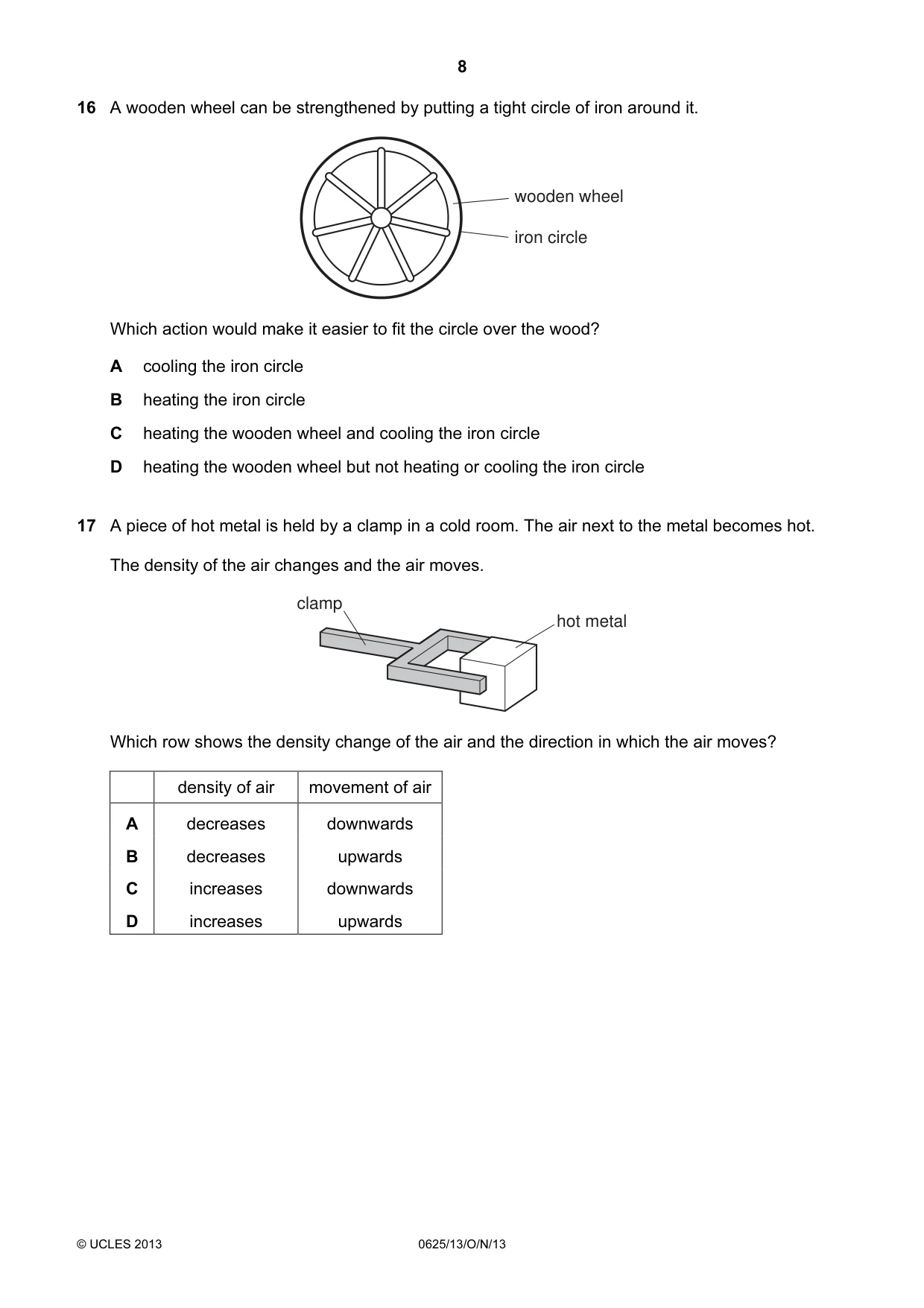 Cambridge IGCSE Physics 0625 2013 Oct/Nov Paper 1 · Variant 3 question paper, page 8 of 20
