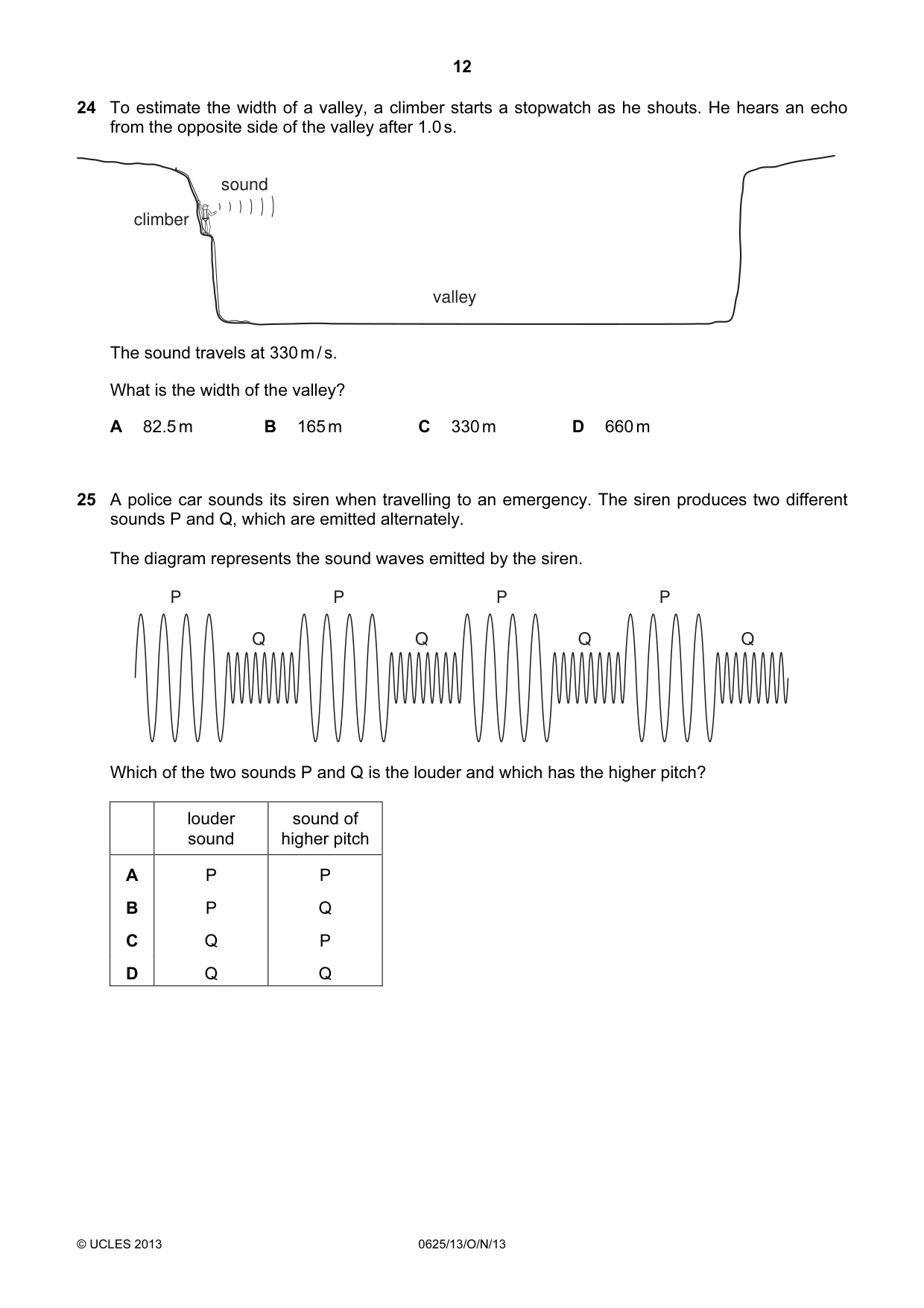 Cambridge IGCSE Physics 0625 2013 Oct/Nov Paper 1 · Variant 3 question paper, page 12 of 20
