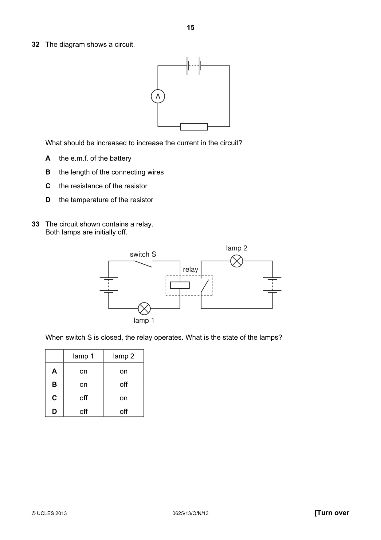 Cambridge IGCSE Physics 0625 2013 Oct/Nov Paper 1 · Variant 3 question paper, page 15 of 20