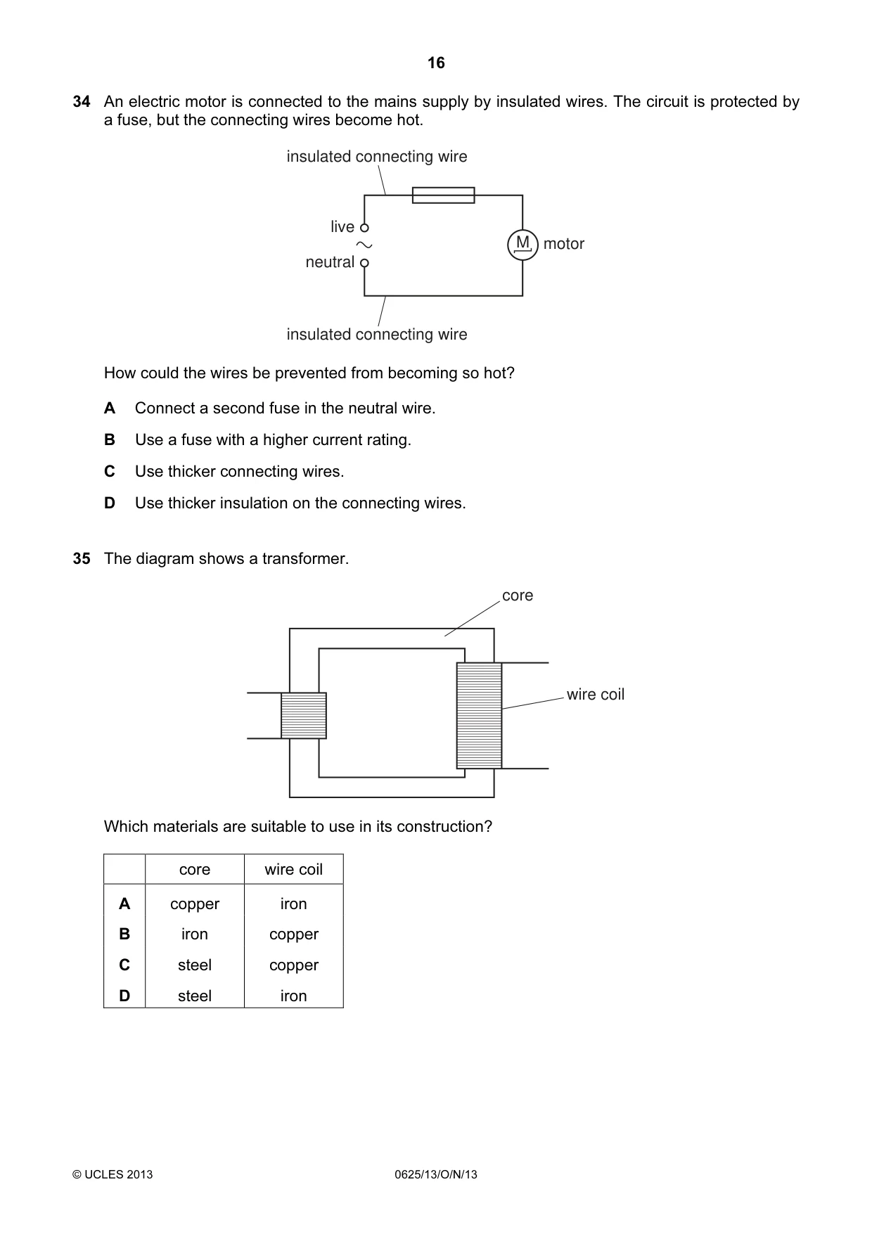 Cambridge IGCSE Physics 0625 2013 Oct/Nov Paper 1 · Variant 3 question paper, page 16 of 20