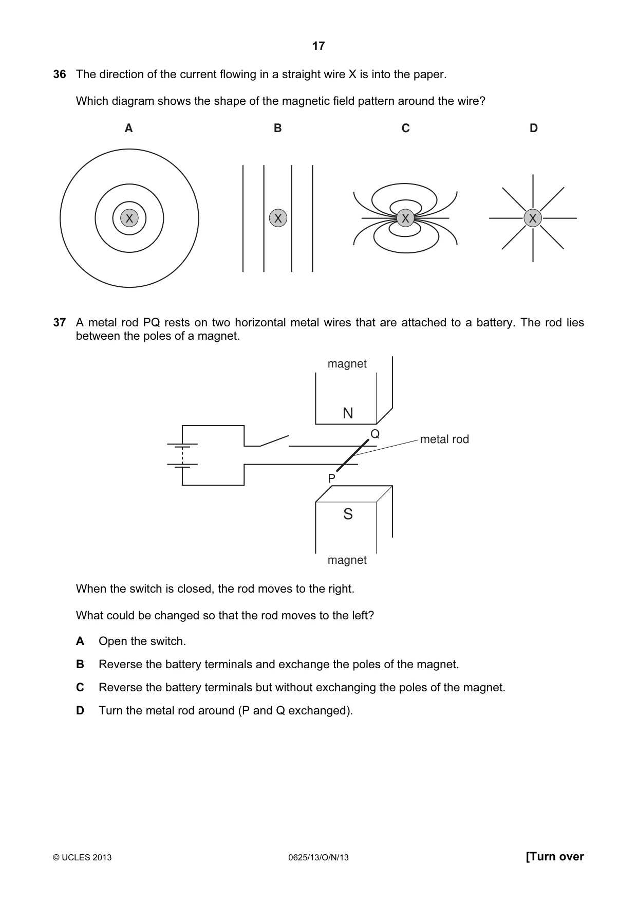 Cambridge IGCSE Physics 0625 2013 Oct/Nov Paper 1 · Variant 3 question paper, page 17 of 20