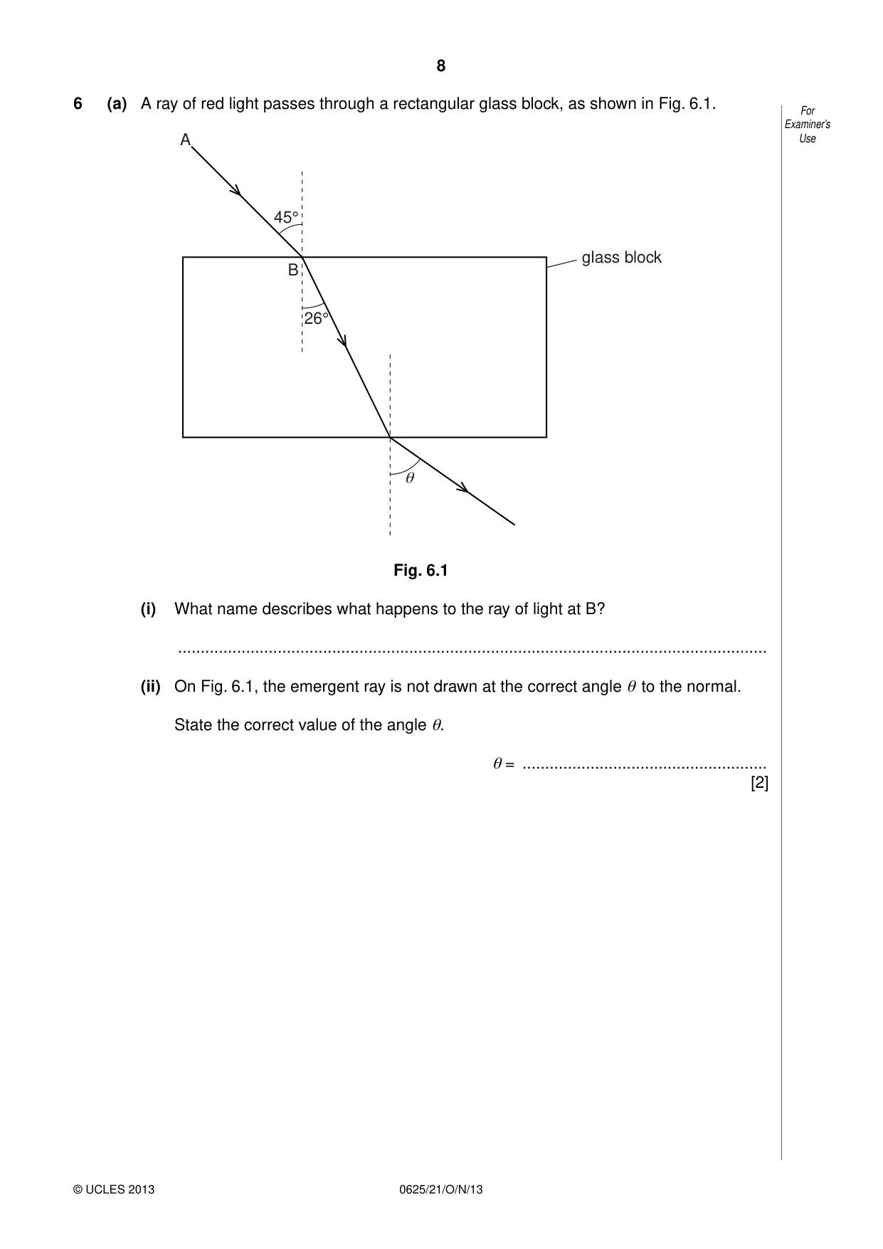 Cambridge IGCSE Physics 0625 2013 Oct/Nov Paper 2 · Variant 1 question paper, page 8 of 16