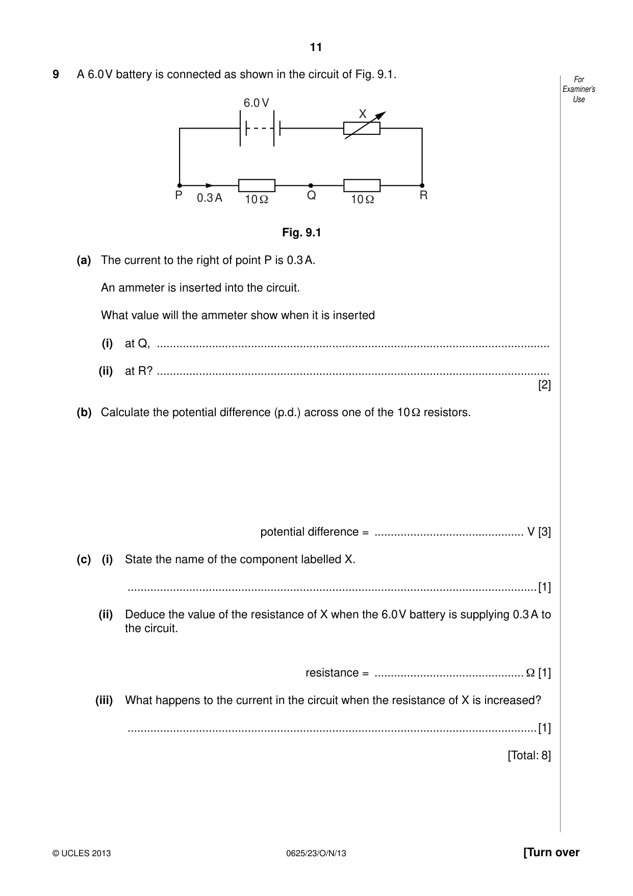 Cambridge IGCSE Physics 0625 2013 Oct/Nov Paper 2 · Variant 3 question paper, page 11 of 16