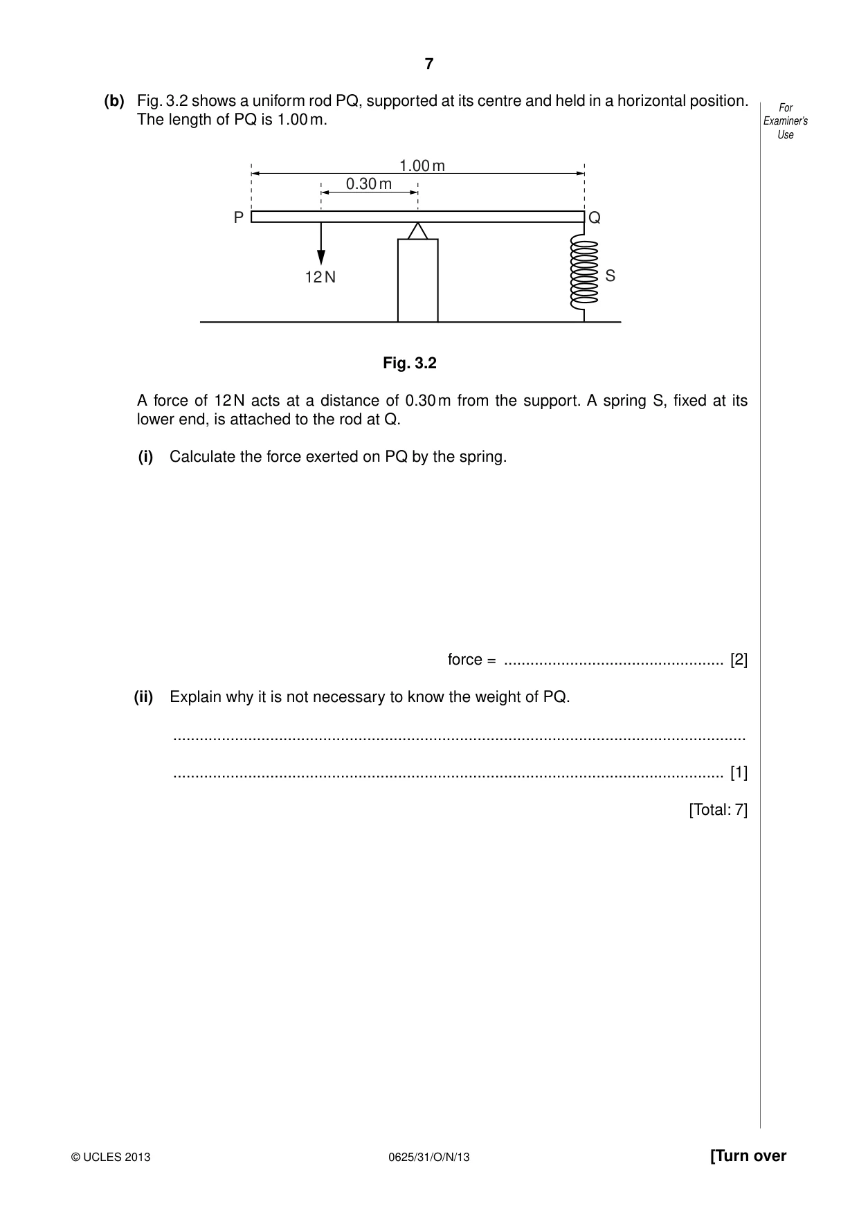 Cambridge IGCSE Physics 0625 2013 Oct/Nov Paper 3 · Variant 1 question paper, page 7 of 20