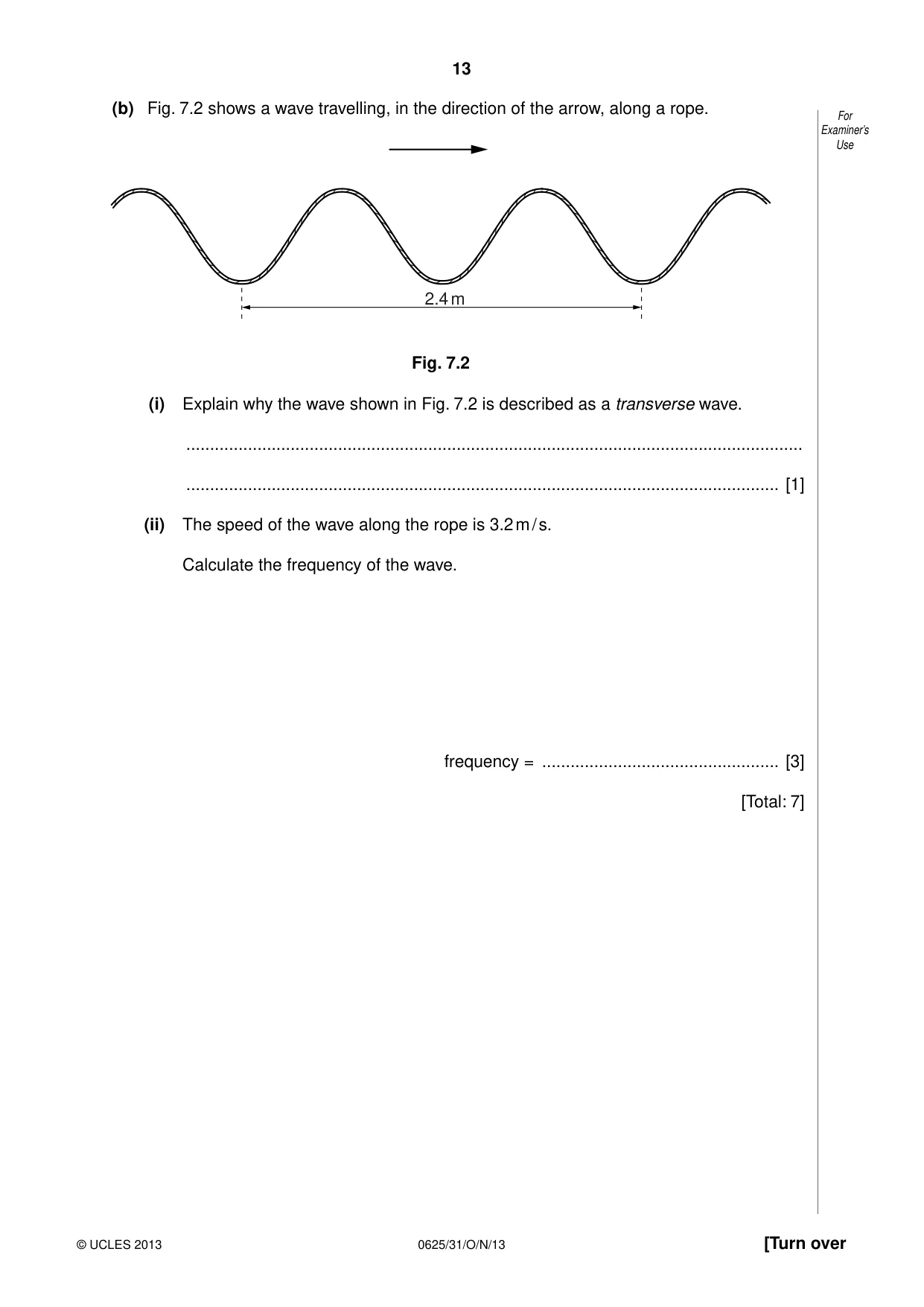 Cambridge IGCSE Physics 0625 2013 Oct/Nov Paper 3 · Variant 1 question paper, page 13 of 20