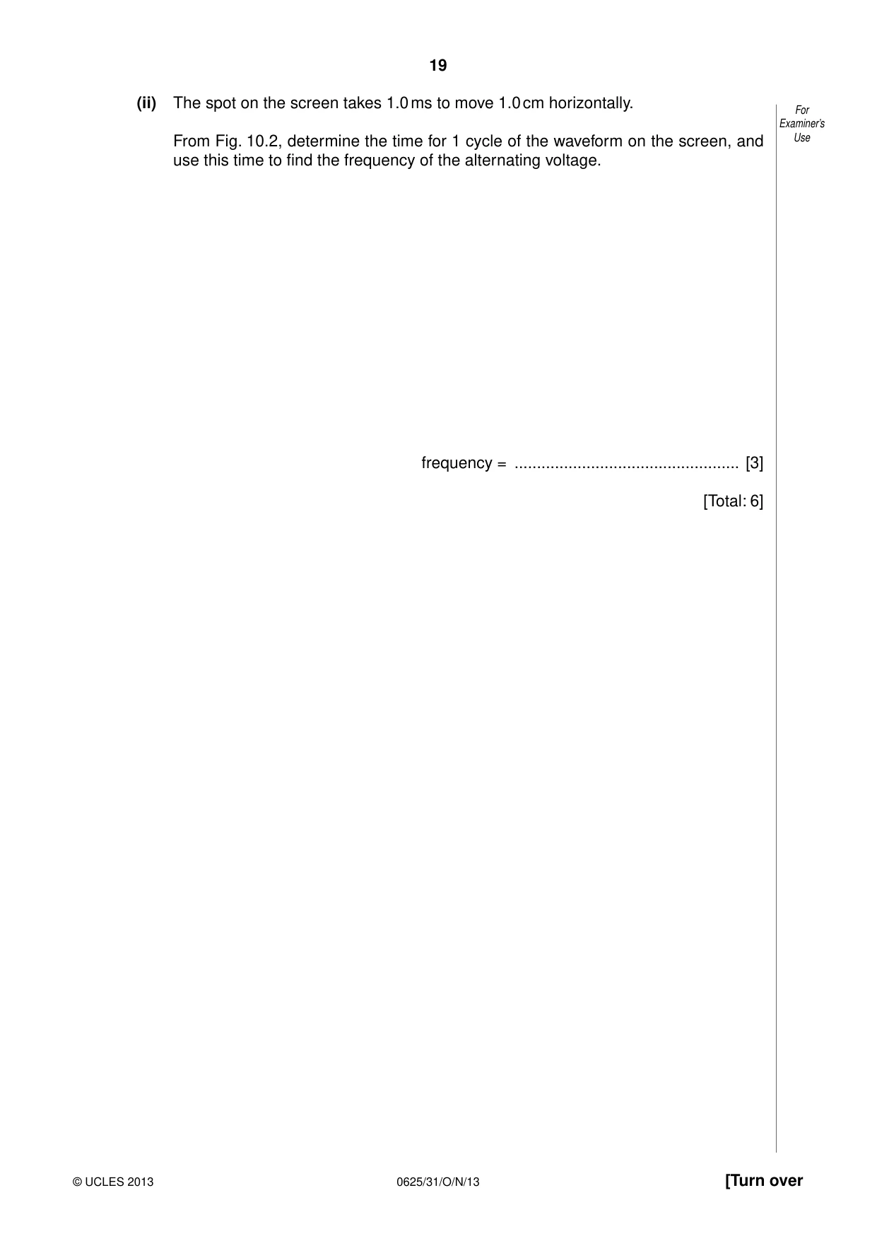 Cambridge IGCSE Physics 0625 2013 Oct/Nov Paper 3 · Variant 1 question paper, page 19 of 20