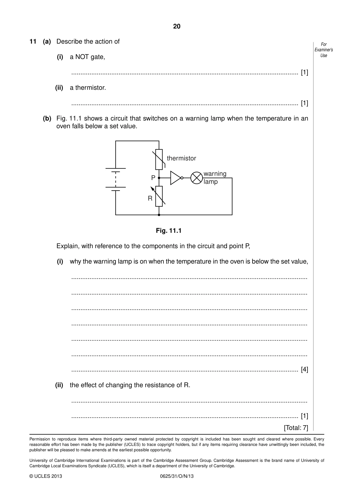 Cambridge IGCSE Physics 0625 2013 Oct/Nov Paper 3 · Variant 1 question paper, page 20 of 20