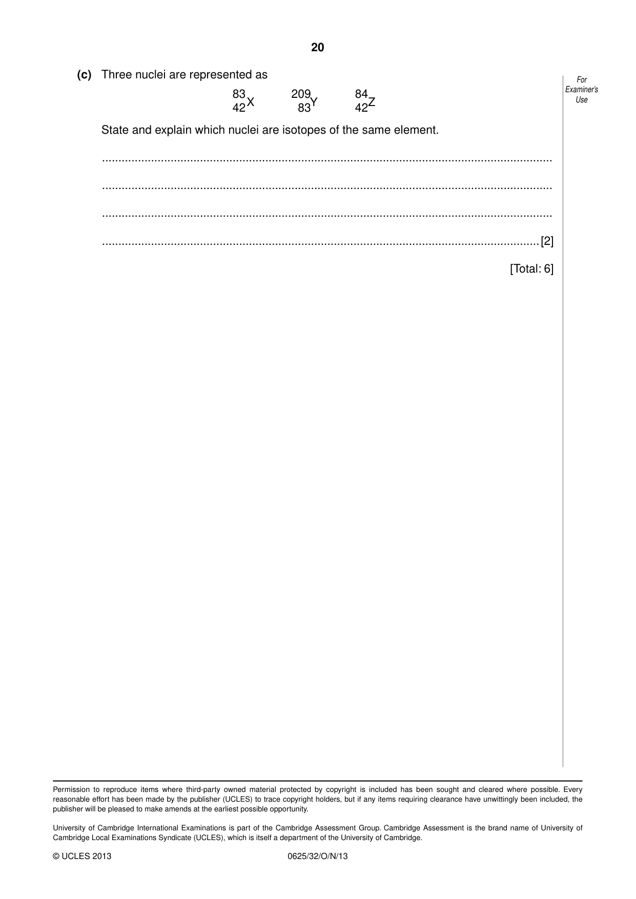 Cambridge IGCSE Physics 0625 2013 Oct/Nov Paper 3 · Variant 2 question paper, page 20 of 20