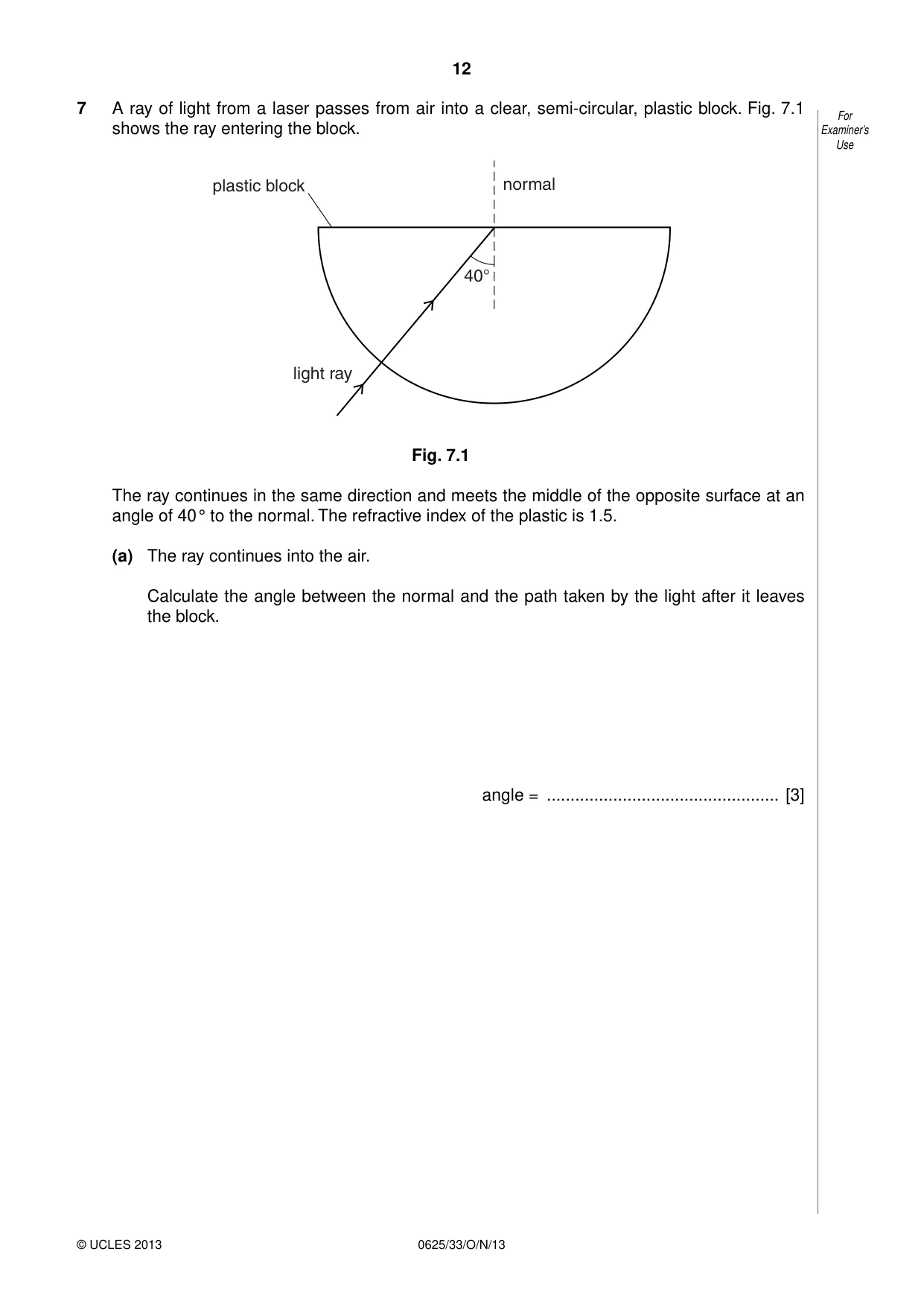 Cambridge IGCSE Physics 0625 2013 Oct/Nov Paper 3 · Variant 3 question paper, page 12 of 20