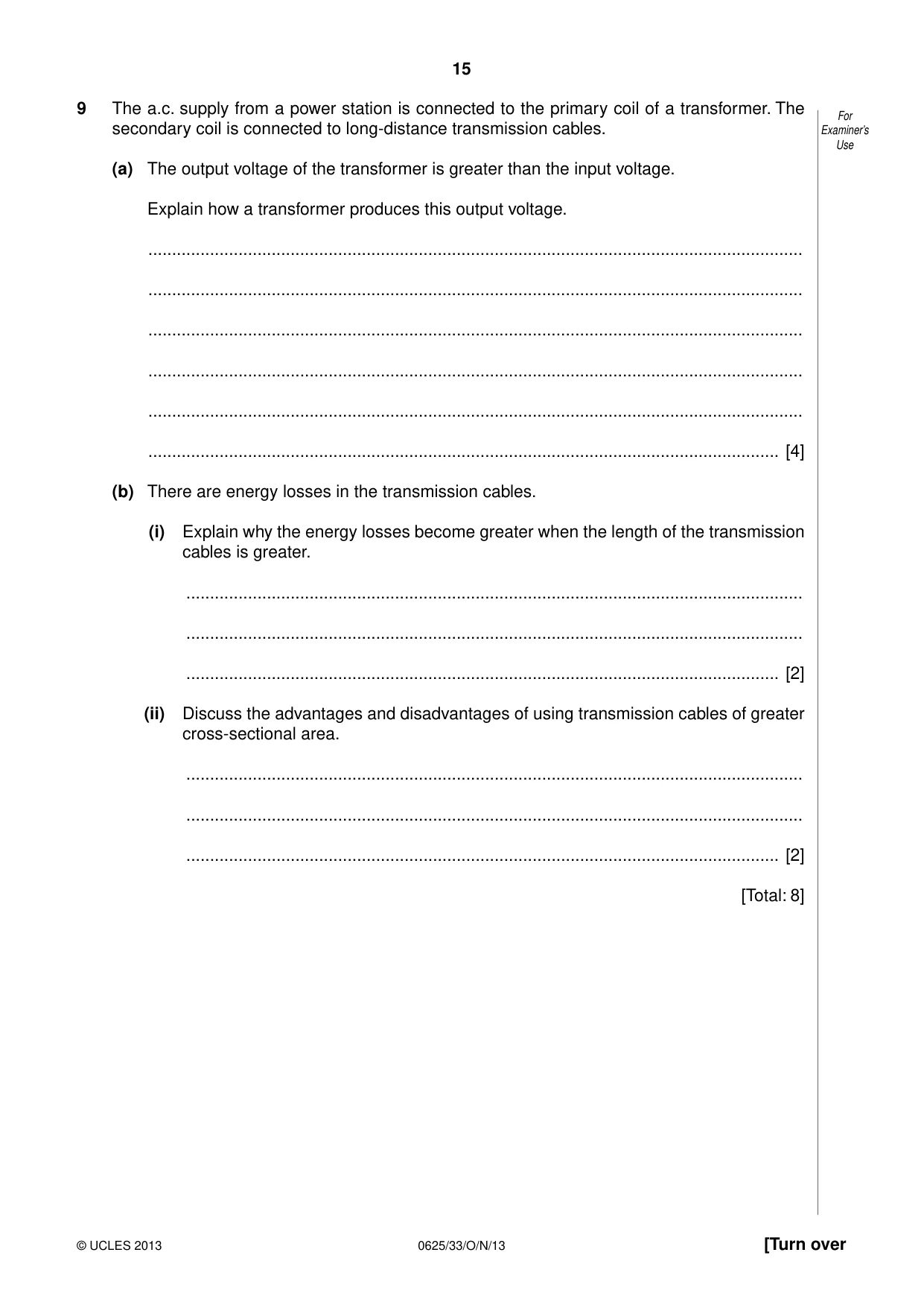 Cambridge IGCSE Physics 0625 2013 Oct/Nov Paper 3 · Variant 3 question paper, page 15 of 20