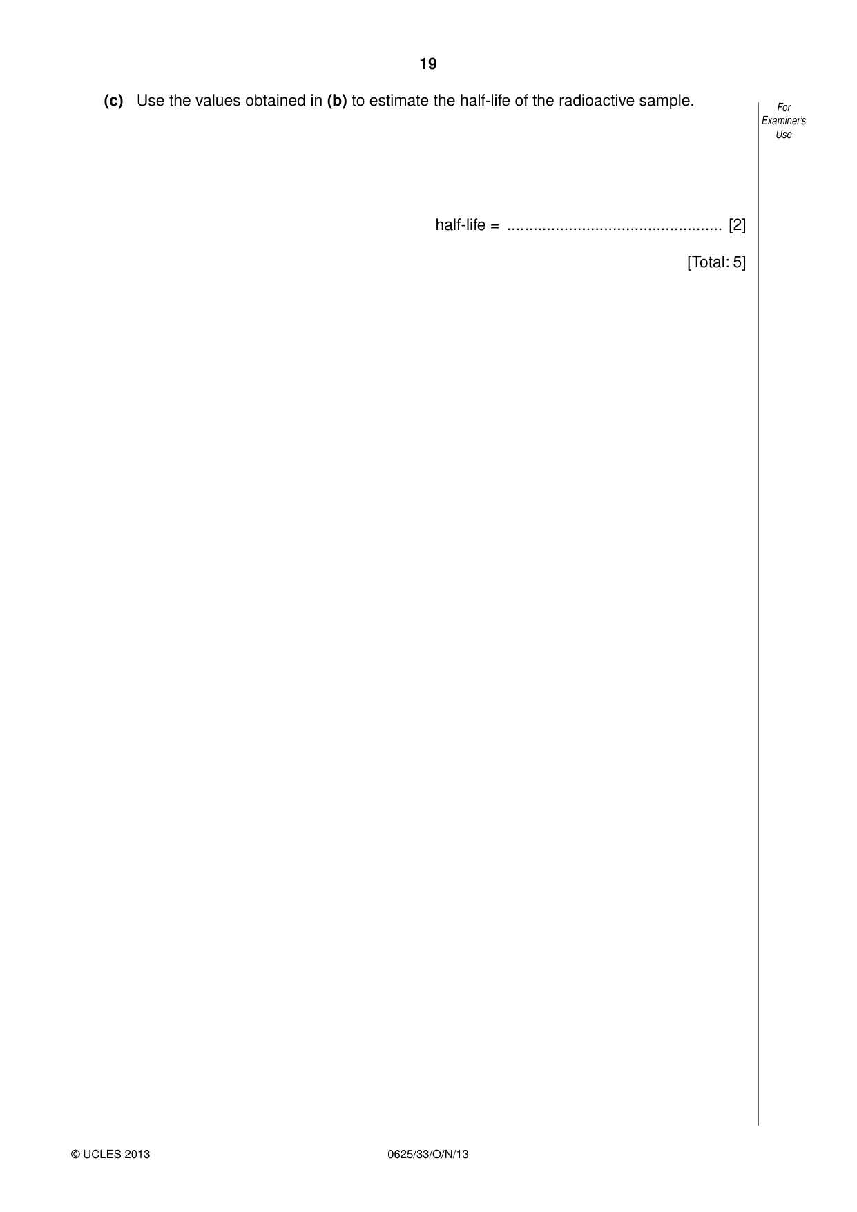 Cambridge IGCSE Physics 0625 2013 Oct/Nov Paper 3 · Variant 3 question paper, page 19 of 20