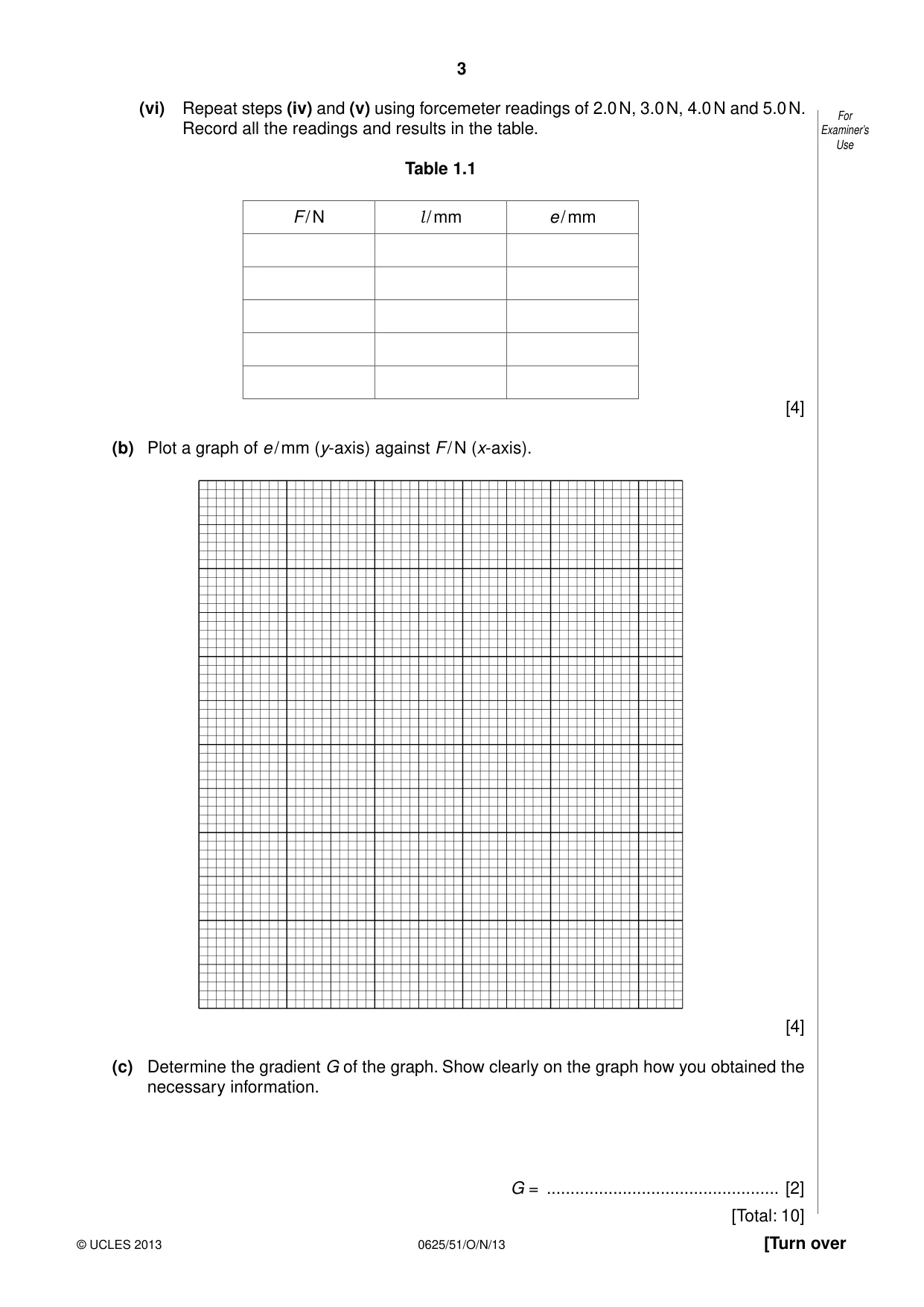 Cambridge IGCSE Physics 0625 2013 Oct/Nov Paper 5 · Variant 1 question paper, page 3 of 12