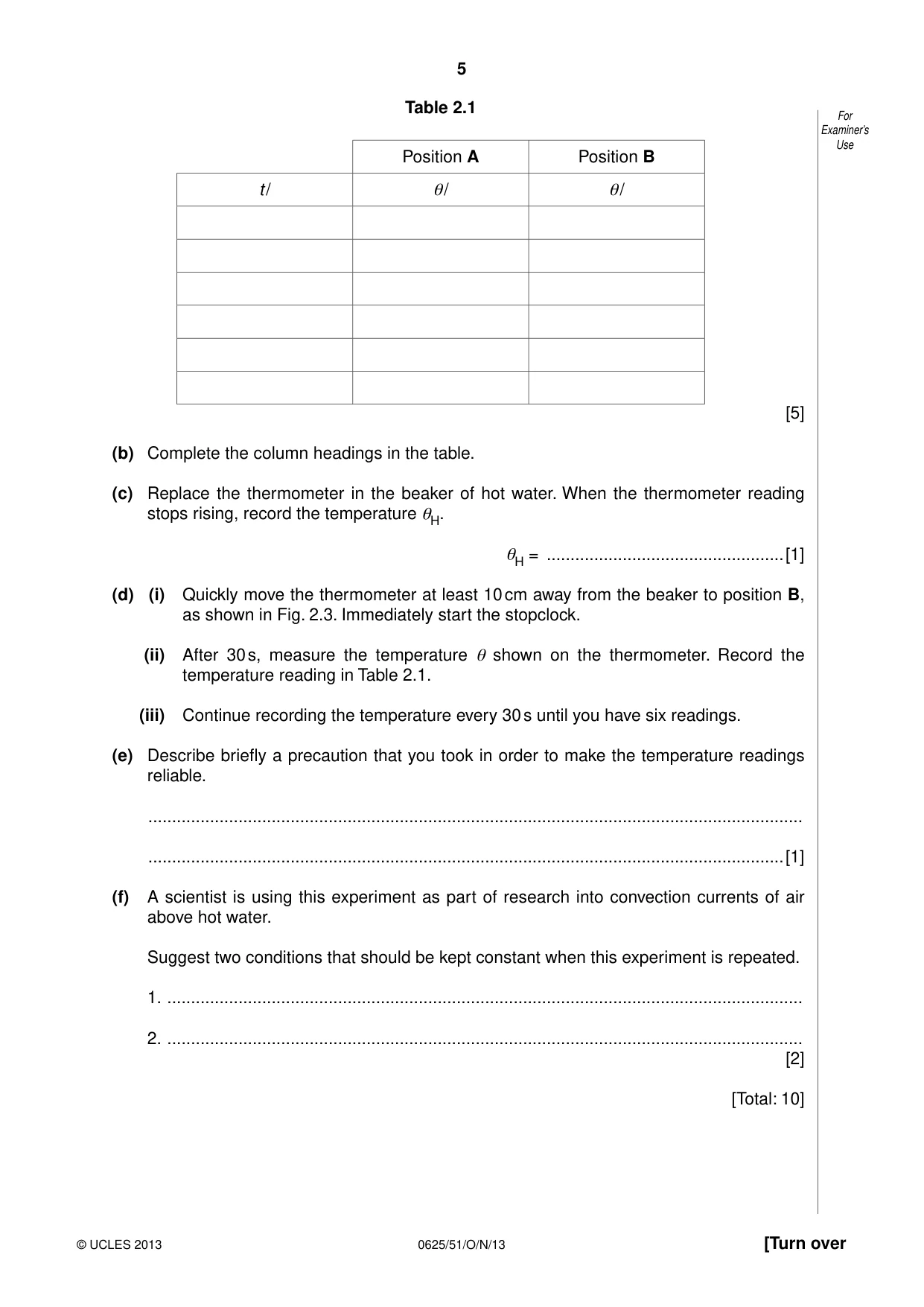 Cambridge IGCSE Physics 0625 2013 Oct/Nov Paper 5 · Variant 1 question paper, page 5 of 12