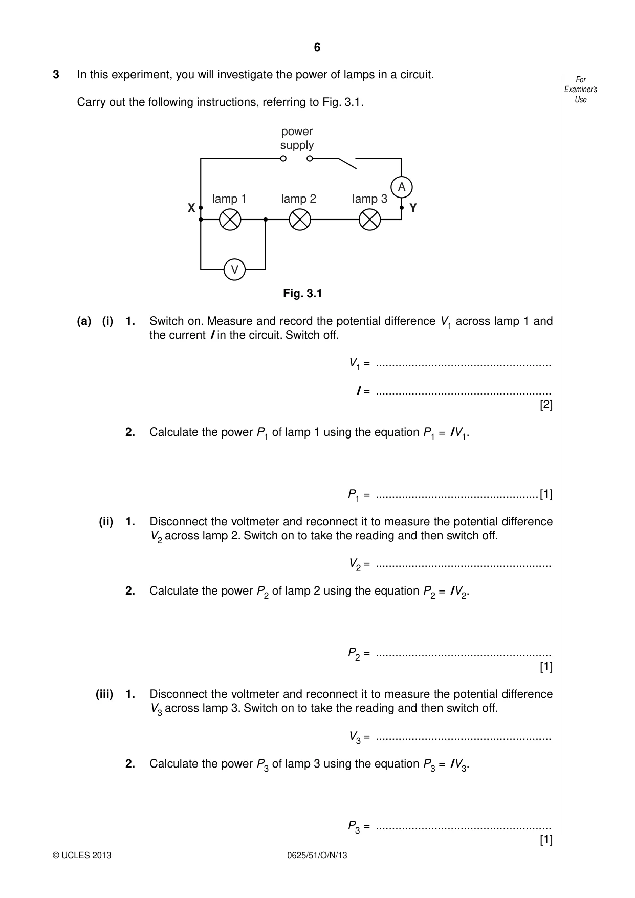 Cambridge IGCSE Physics 0625 2013 Oct/Nov Paper 5 · Variant 1 question paper, page 6 of 12