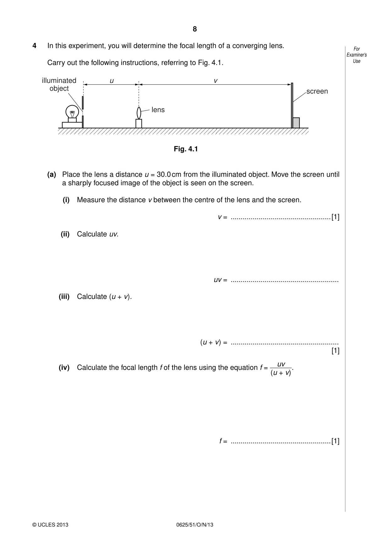 Cambridge IGCSE Physics 0625 2013 Oct/Nov Paper 5 · Variant 1 question paper, page 8 of 12