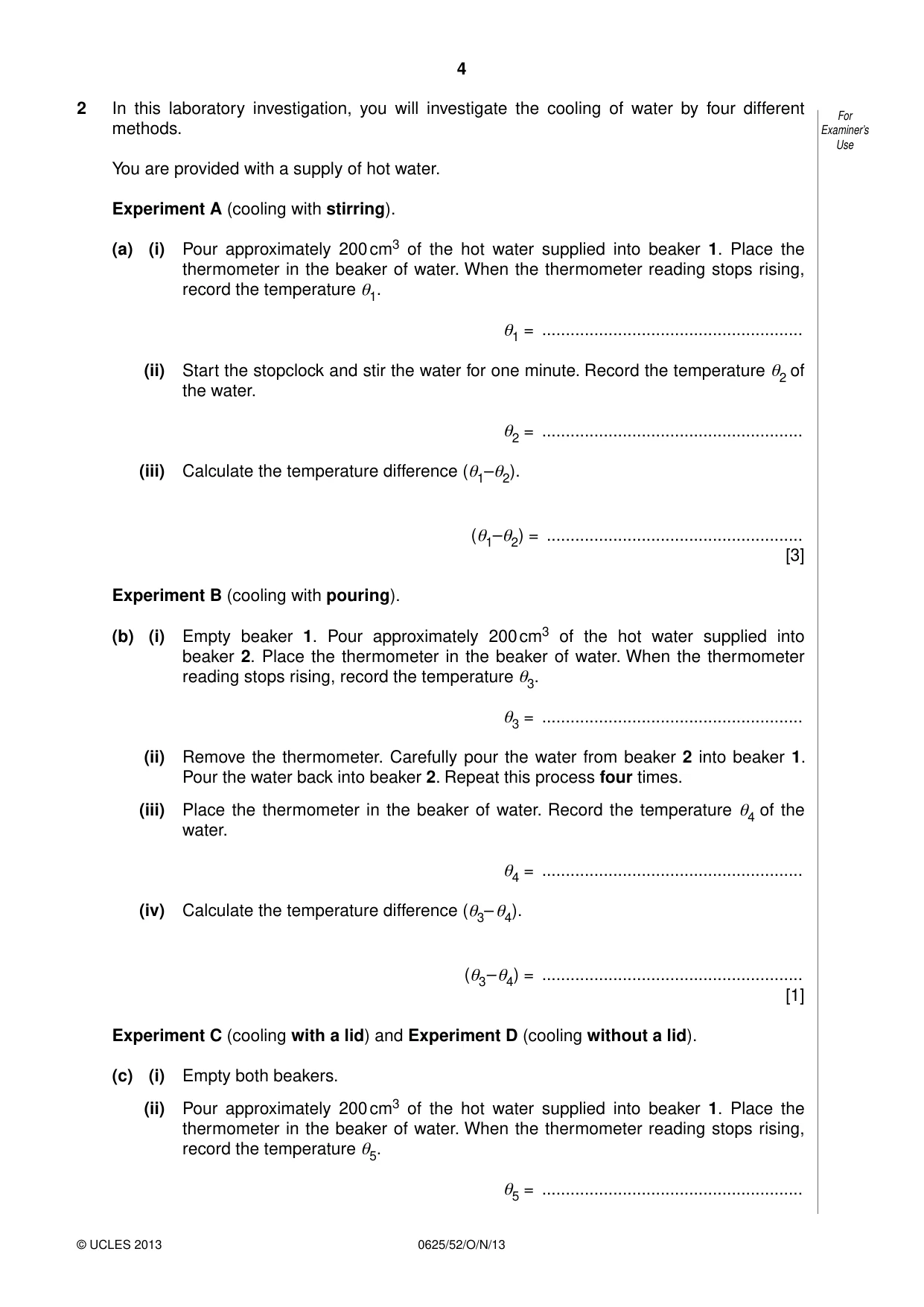 Cambridge IGCSE Physics 0625 2013 Oct/Nov Paper 5 · Variant 2 question paper, page 4 of 12