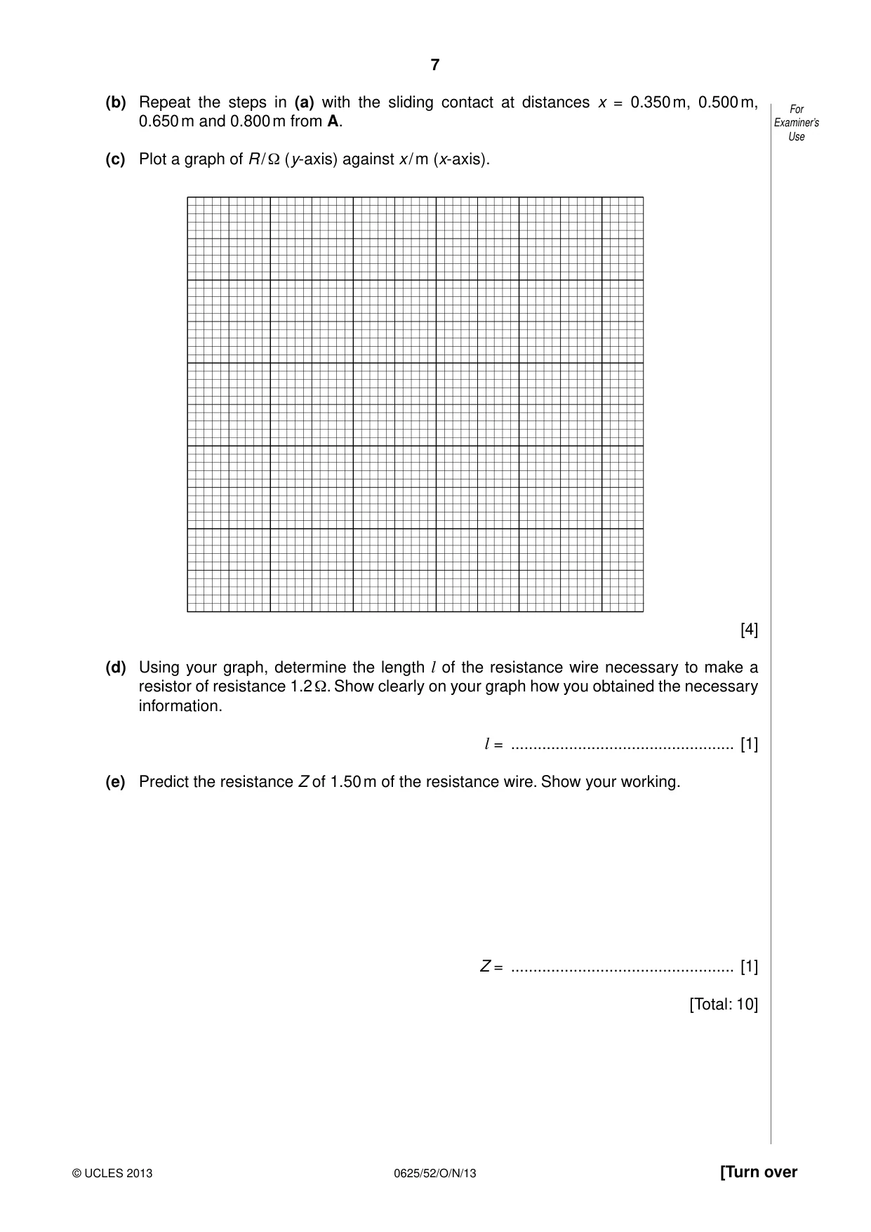 Cambridge IGCSE Physics 0625 2013 Oct/Nov Paper 5 · Variant 2 question paper, page 7 of 12