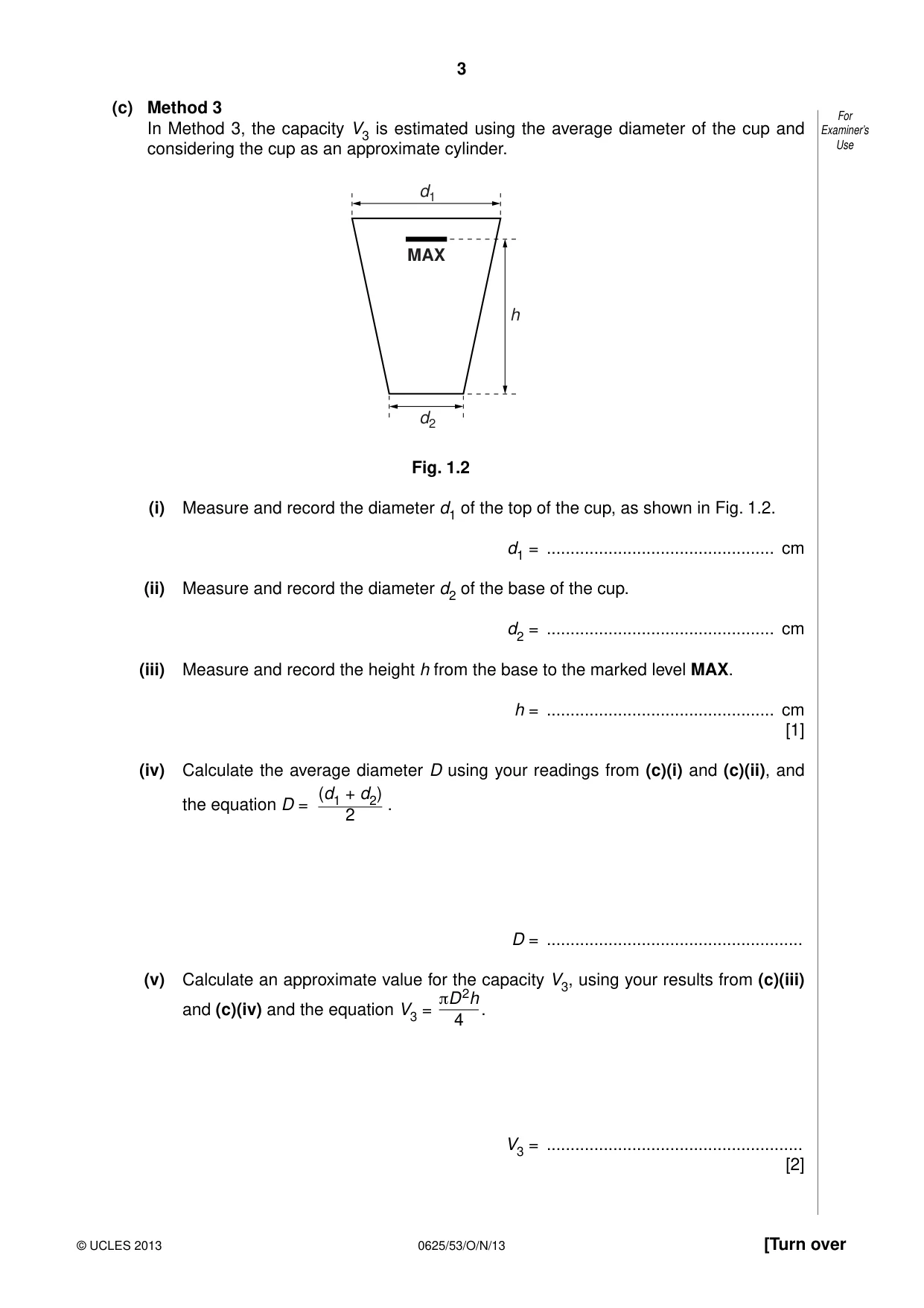 Cambridge IGCSE Physics 0625 2013 Oct/Nov Paper 5 · Variant 3 question paper, page 3 of 12