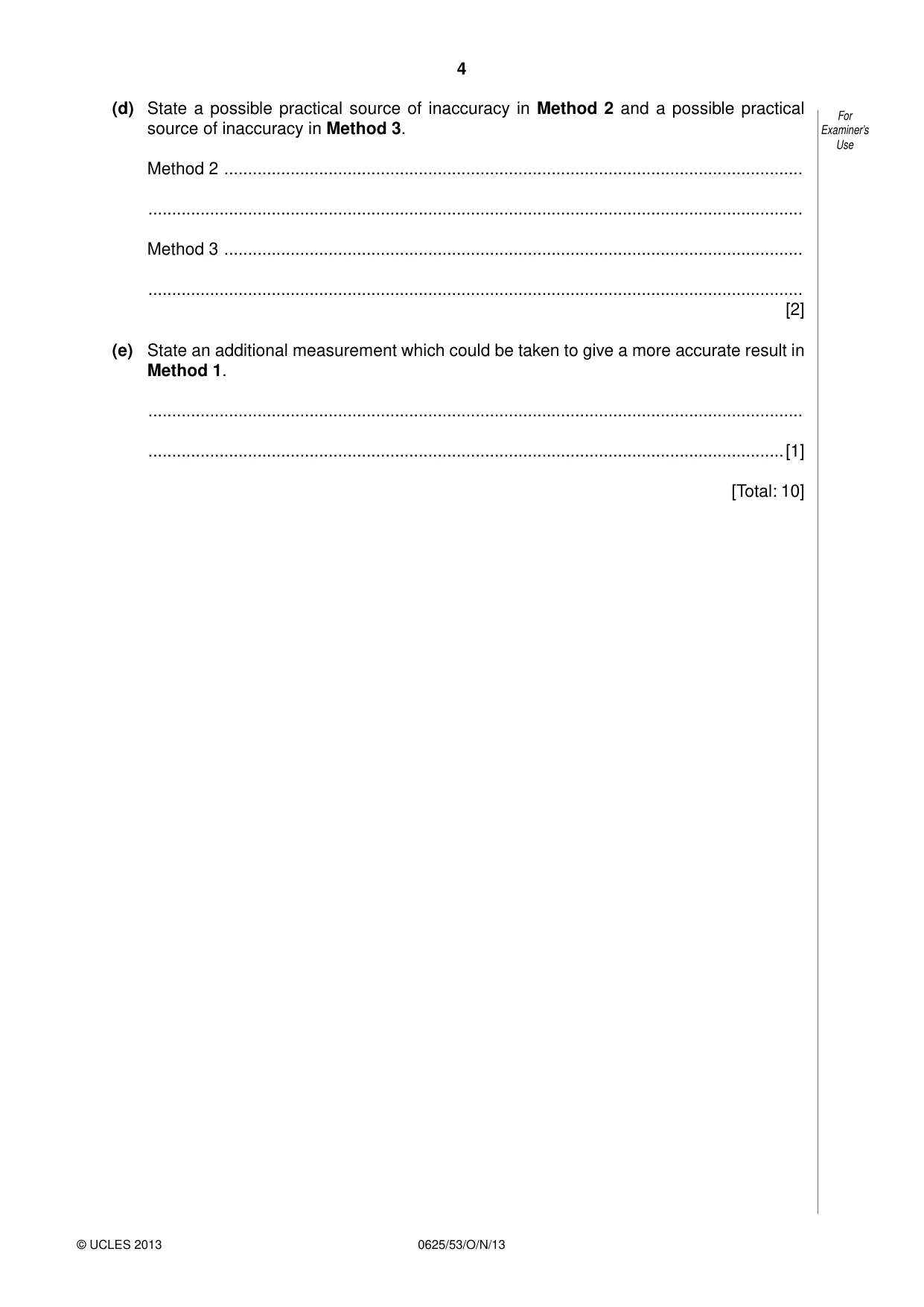 Cambridge IGCSE Physics 0625 2013 Oct/Nov Paper 5 · Variant 3 question paper, page 4 of 12