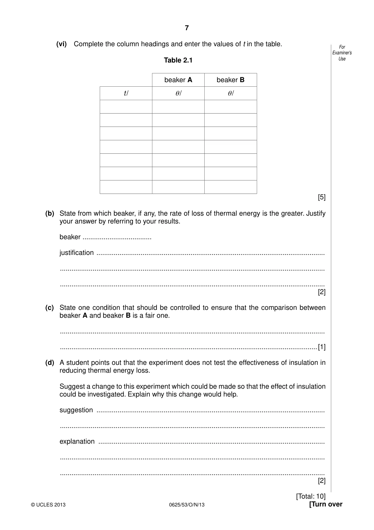 Cambridge IGCSE Physics 0625 2013 Oct/Nov Paper 5 · Variant 3 question paper, page 7 of 12