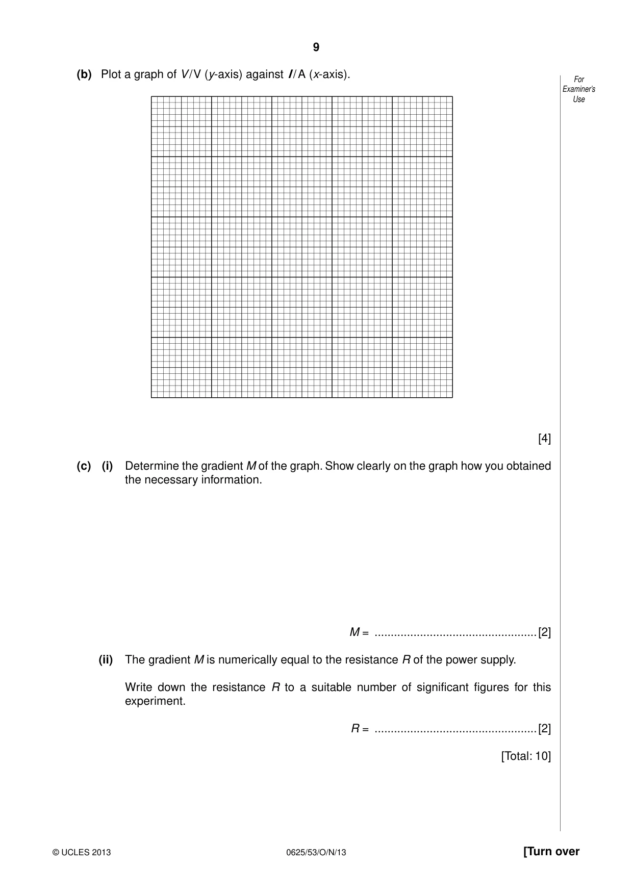 Cambridge IGCSE Physics 0625 2013 Oct/Nov Paper 5 · Variant 3 question paper, page 9 of 12