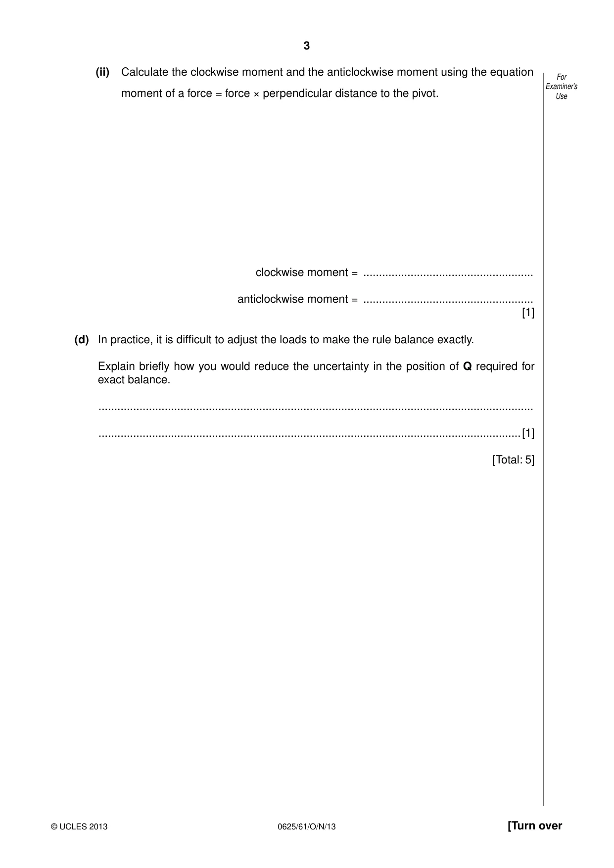 Cambridge IGCSE Physics 0625 2013 Oct/Nov Paper 6 · Variant 1 question paper, page 3 of 16