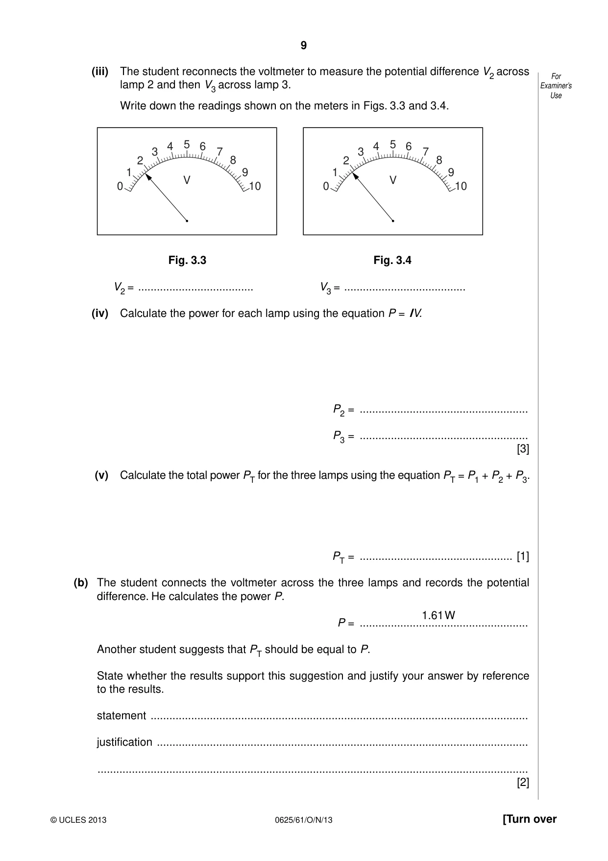 Cambridge IGCSE Physics 0625 2013 Oct/Nov Paper 6 · Variant 1 question paper, page 9 of 16