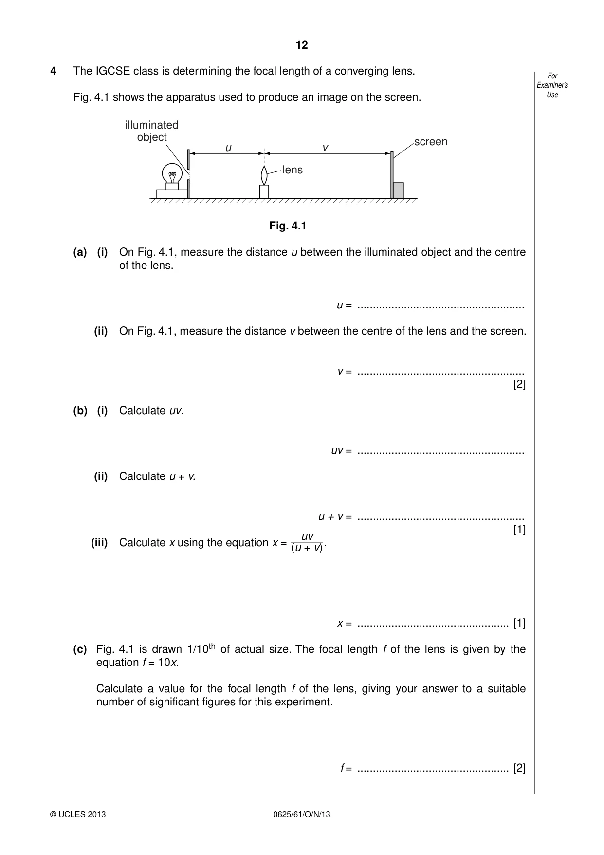 Cambridge IGCSE Physics 0625 2013 Oct/Nov Paper 6 · Variant 1 question paper, page 12 of 16