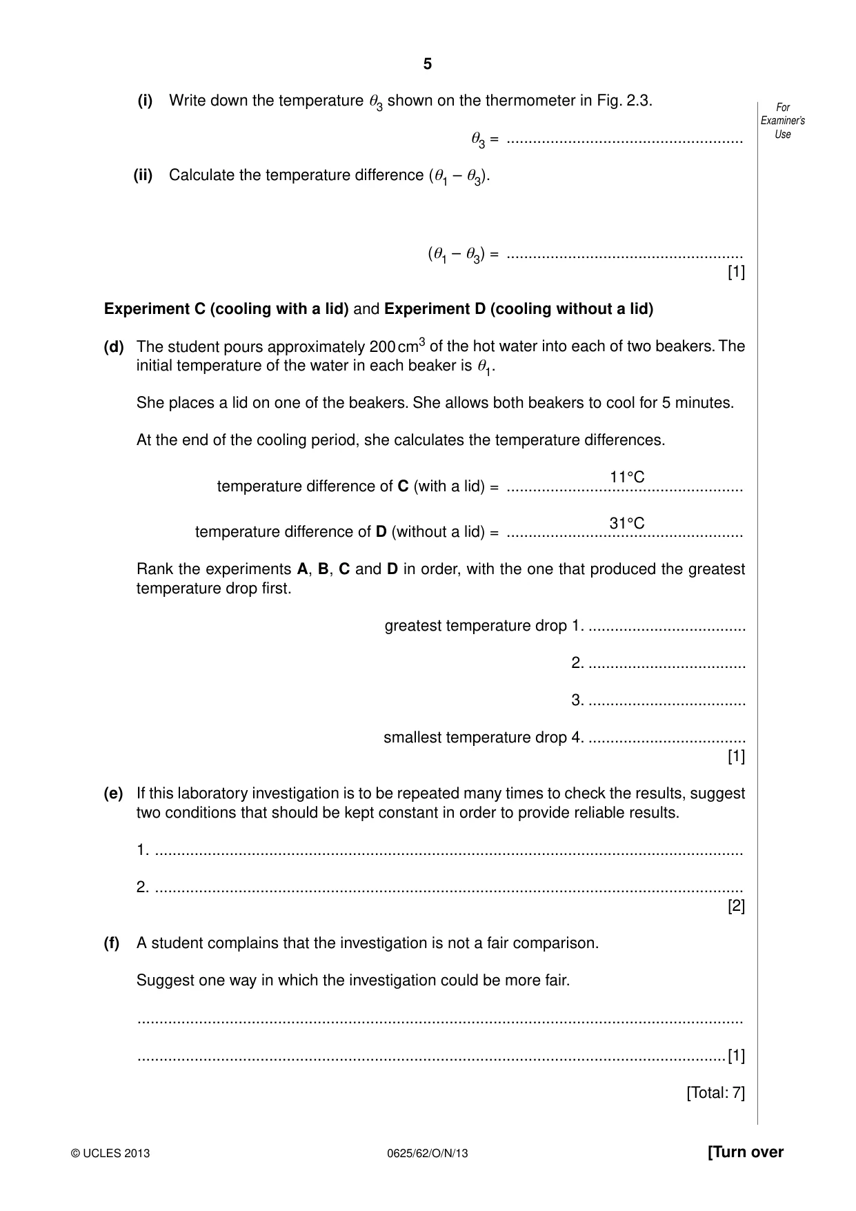 Cambridge IGCSE Physics 0625 2013 Oct/Nov Paper 6 · Variant 2 question paper, page 5 of 16