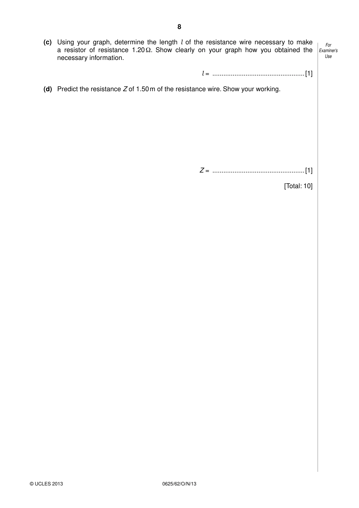 Cambridge IGCSE Physics 0625 2013 Oct/Nov Paper 6 · Variant 2 question paper, page 8 of 16