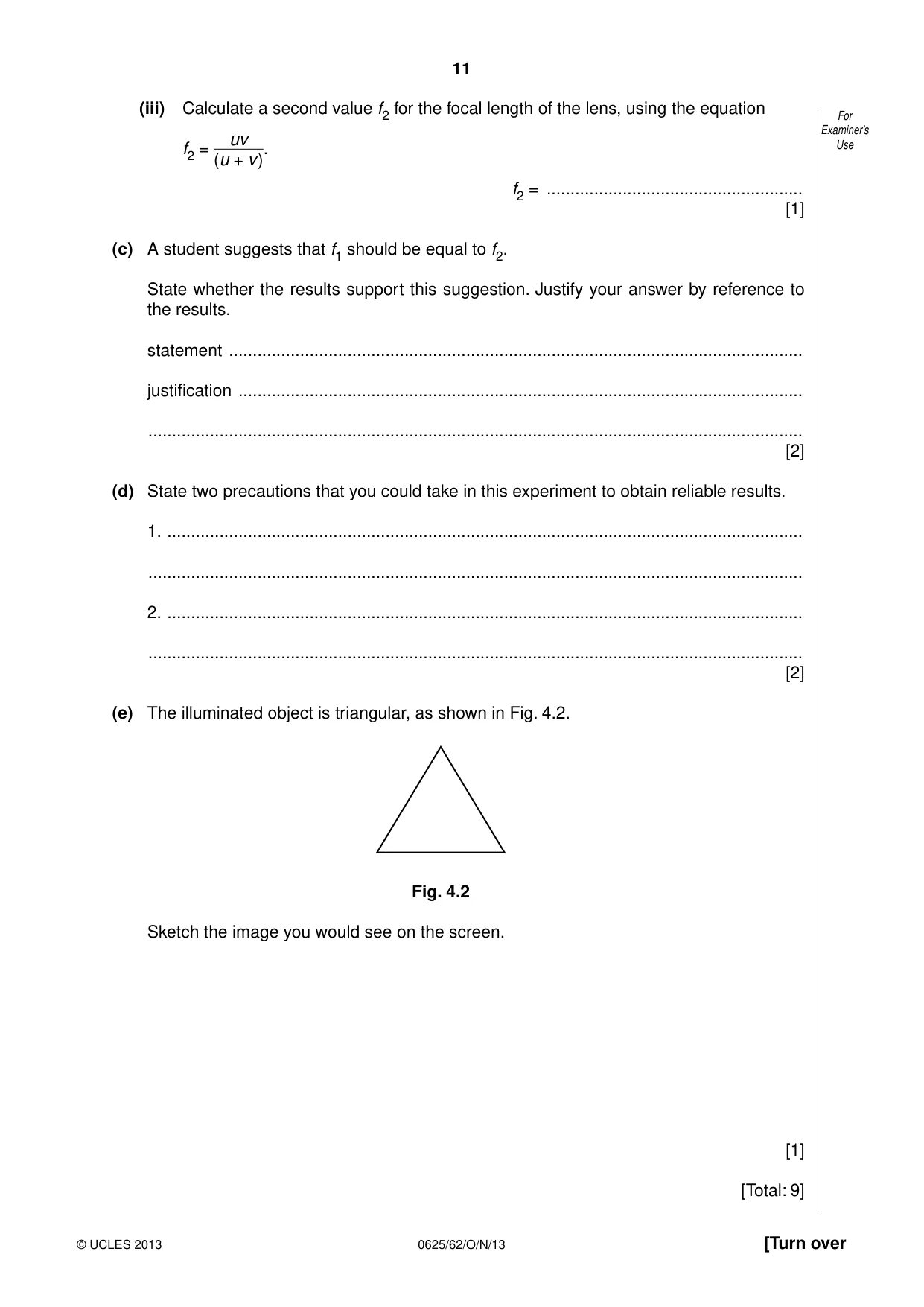Cambridge IGCSE Physics 0625 2013 Oct/Nov Paper 6 · Variant 2 question paper, page 11 of 16