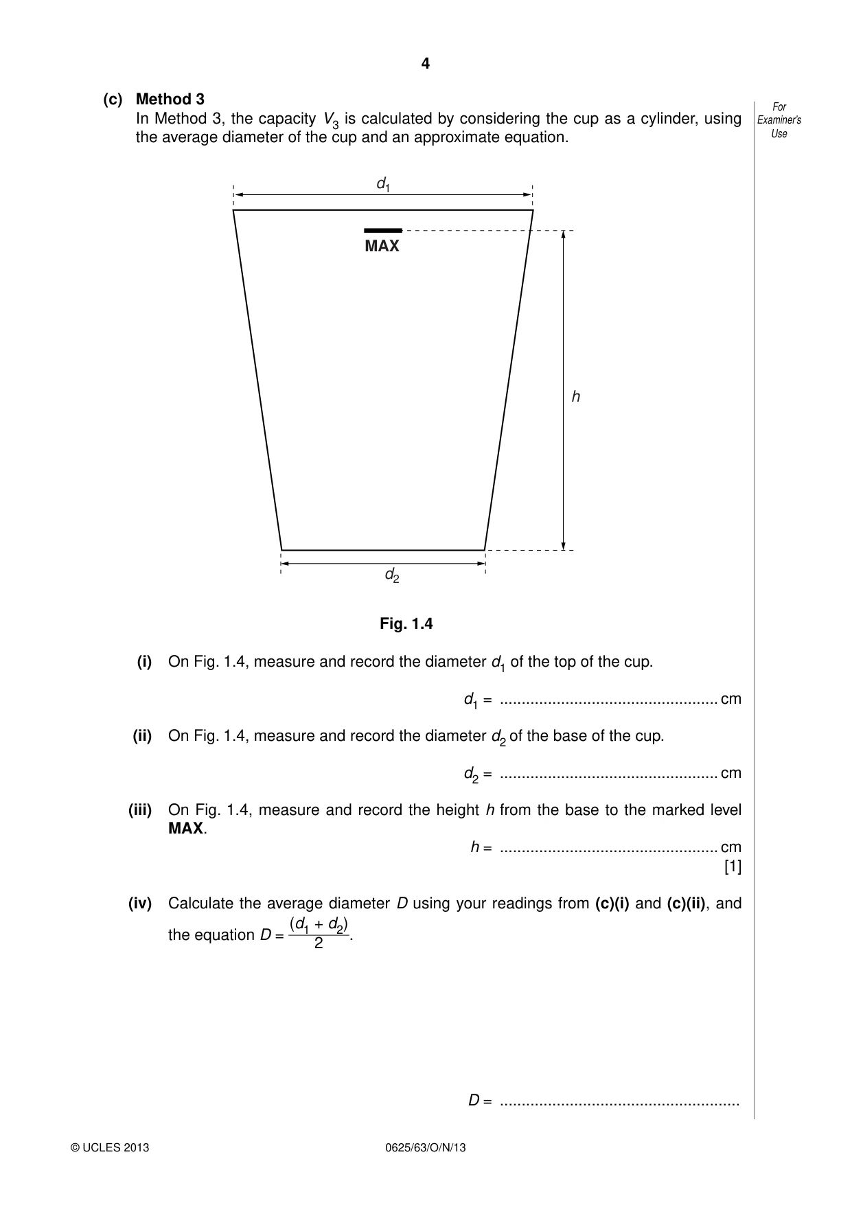 Cambridge IGCSE Physics 0625 2013 Oct/Nov Paper 6 · Variant 3 question paper, page 4 of 16