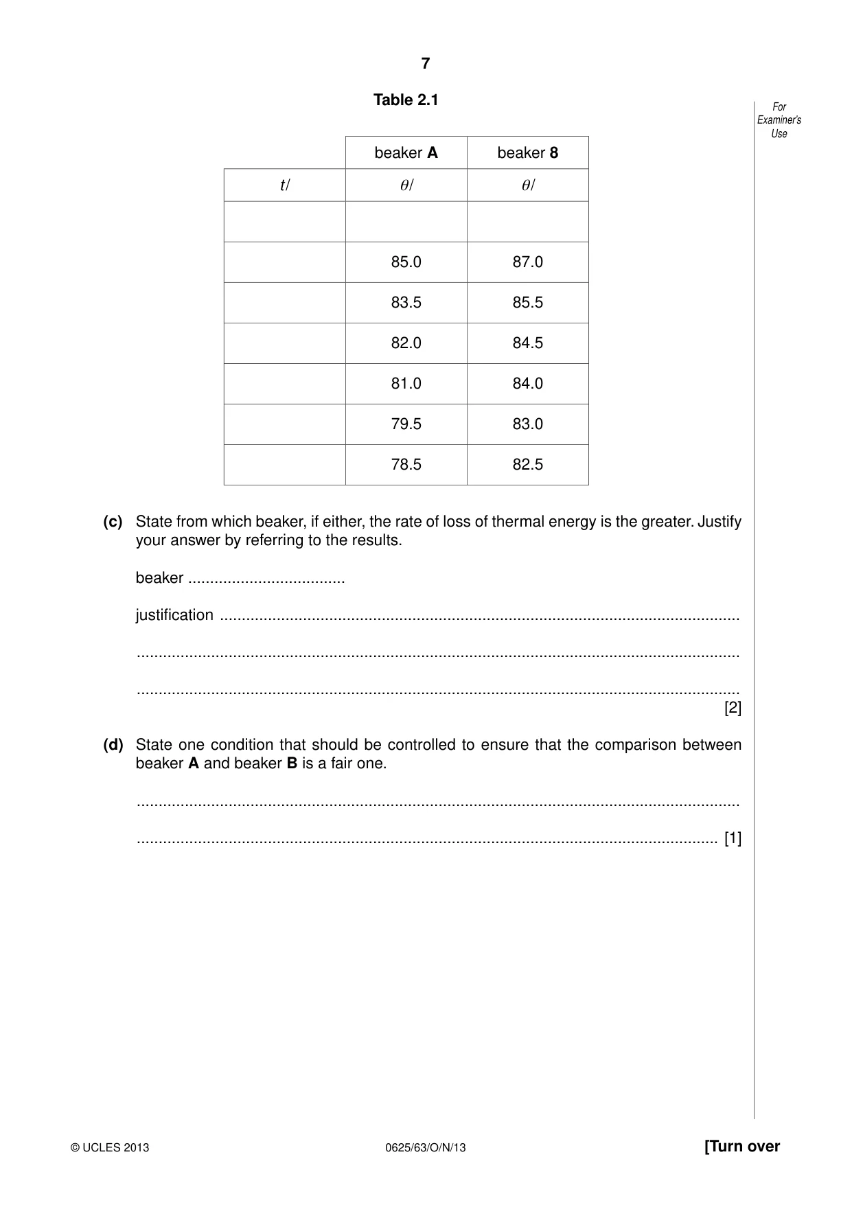 Cambridge IGCSE Physics 0625 2013 Oct/Nov Paper 6 · Variant 3 question paper, page 7 of 16