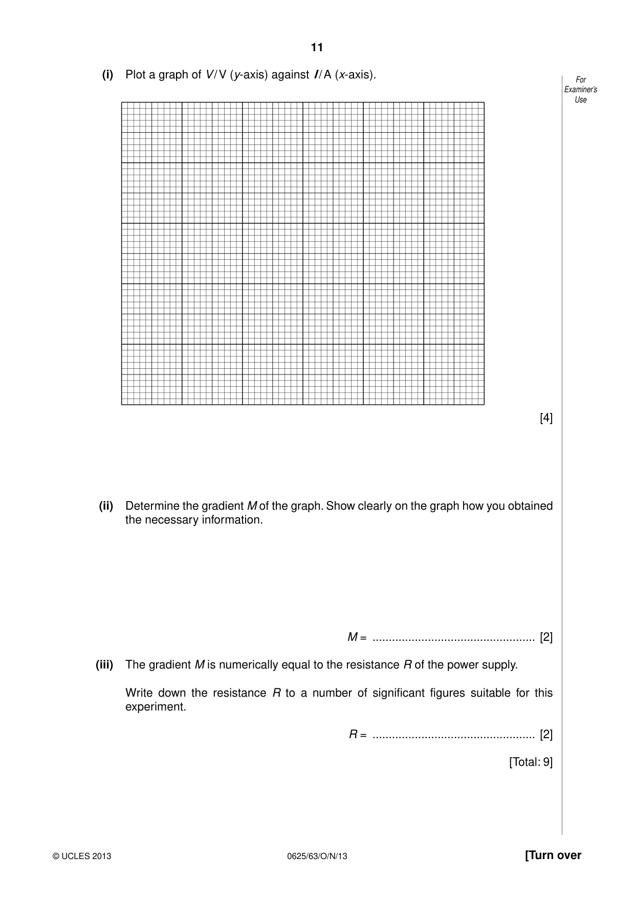 Cambridge IGCSE Physics 0625 2013 Oct/Nov Paper 6 · Variant 3 question paper, page 11 of 16