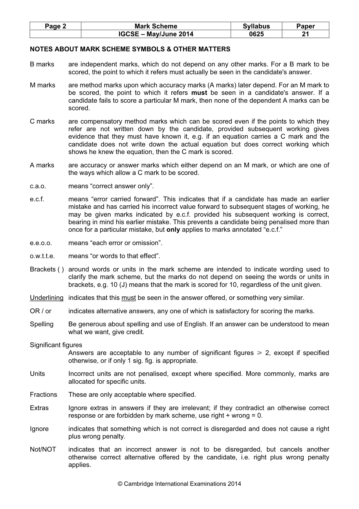 Mark scheme, page 2 of 7